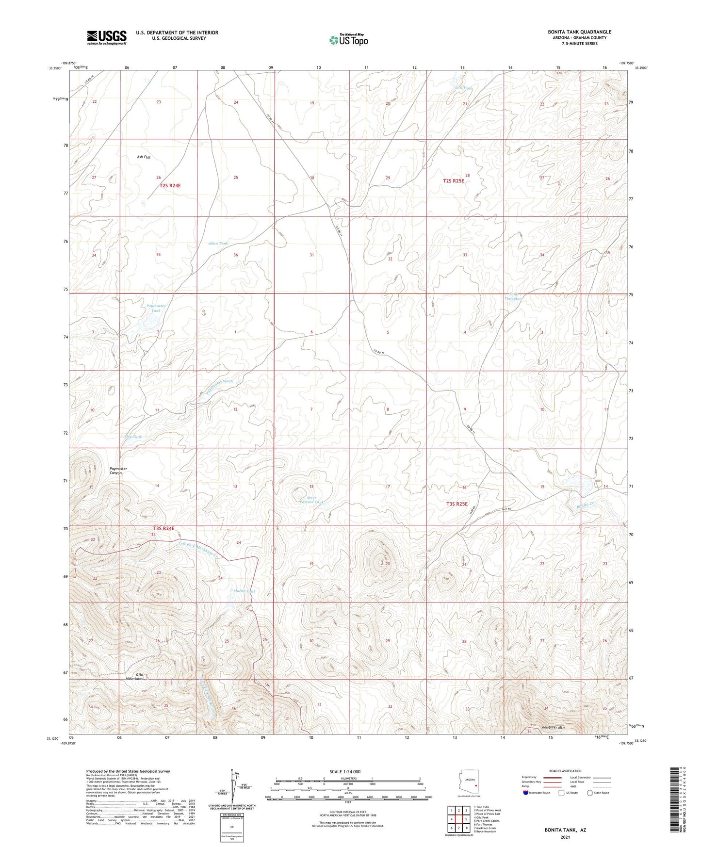 Bonita Tank Arizona US Topo Map Image