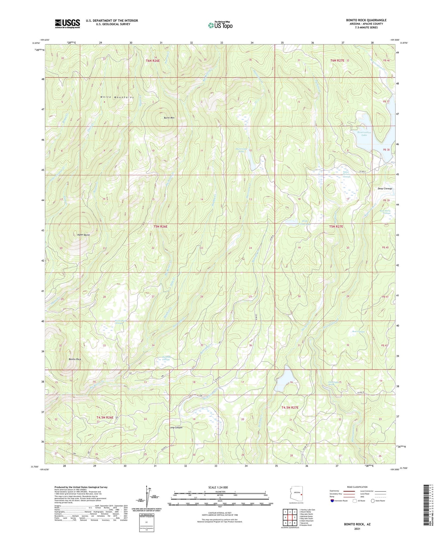 Bonito Rock Arizona US Topo Map Image