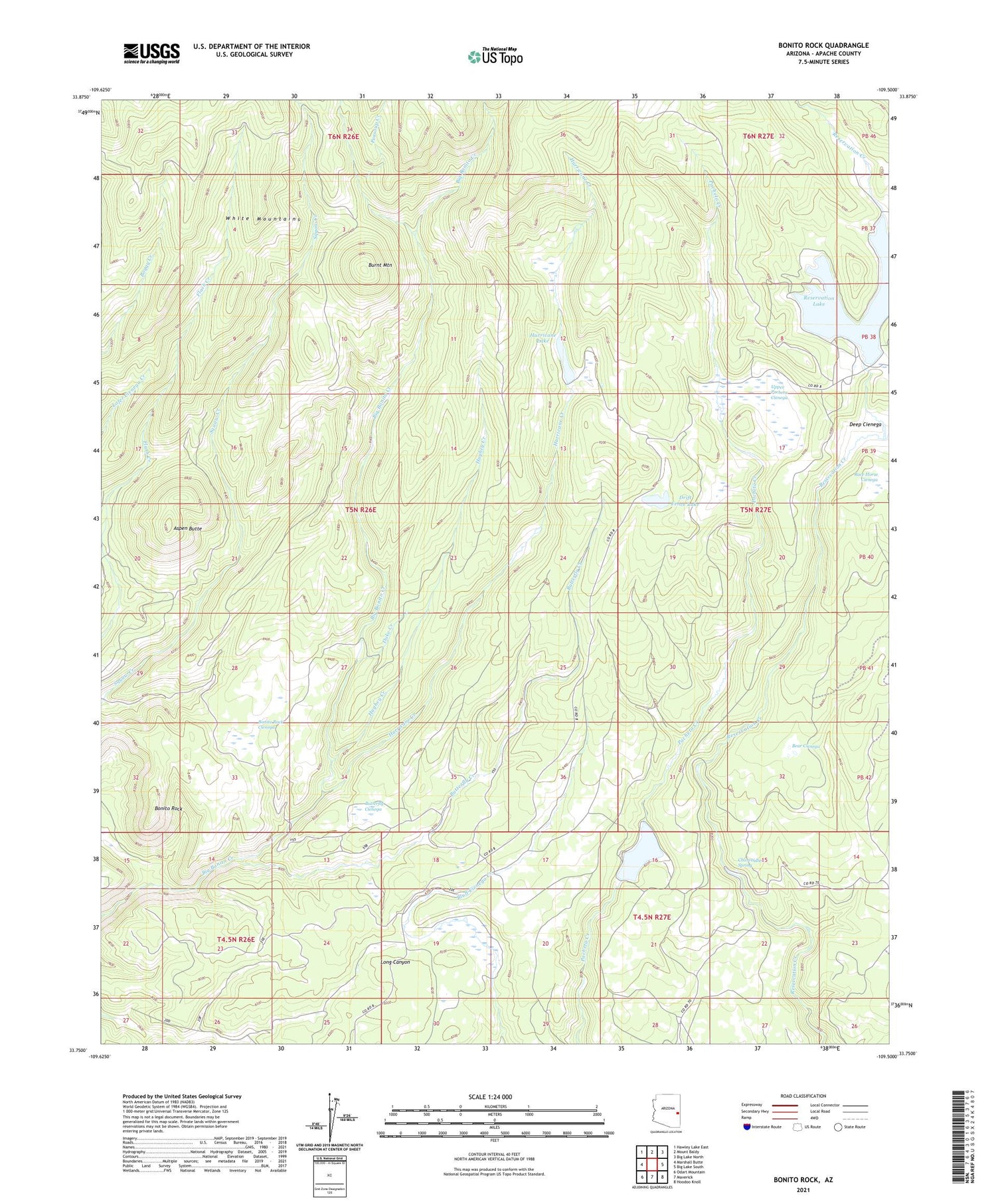 Bonito Rock Arizona US Topo Map Image