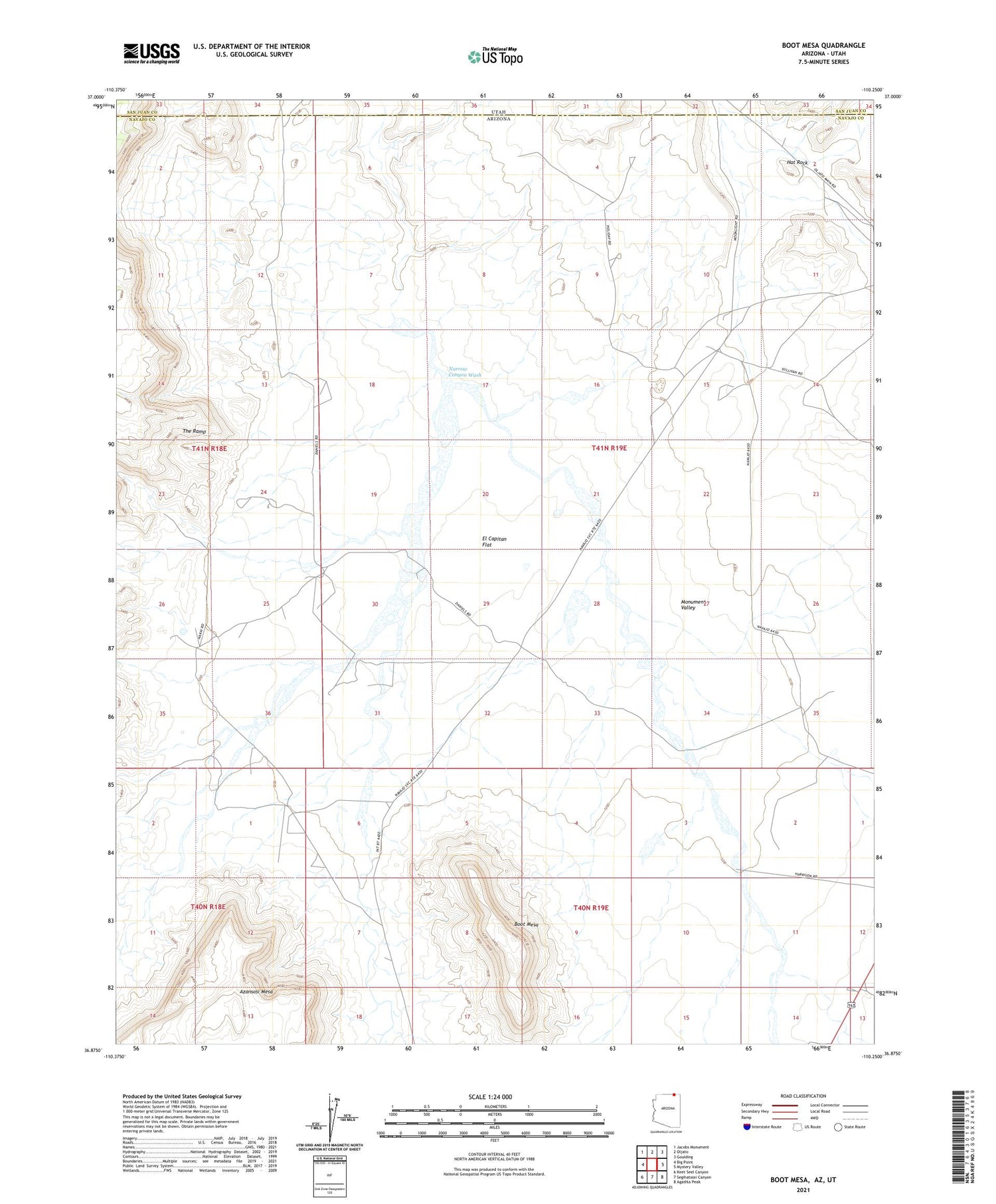 Boot Mesa Arizona US Topo Map Image