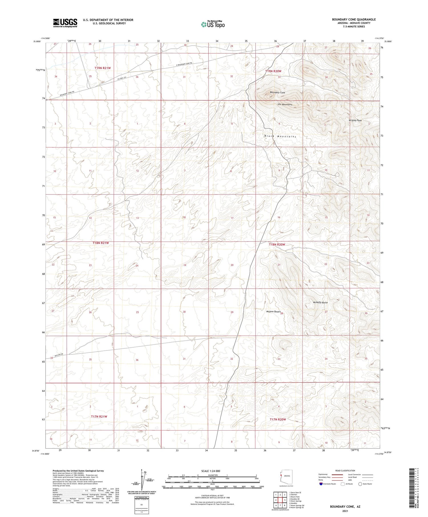 Boundary Cone Arizona US Topo Map Image