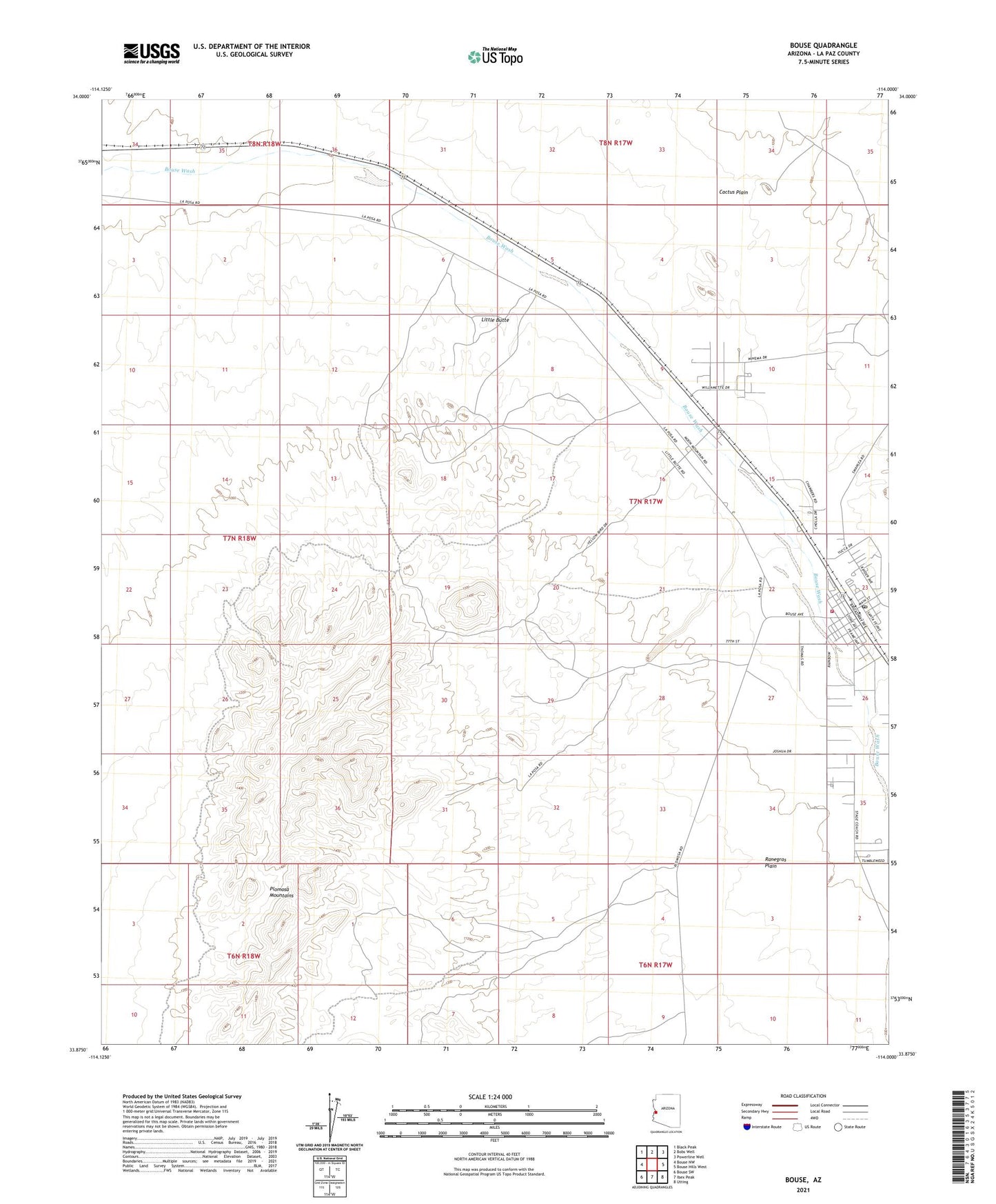 Bouse Arizona US Topo Map Image