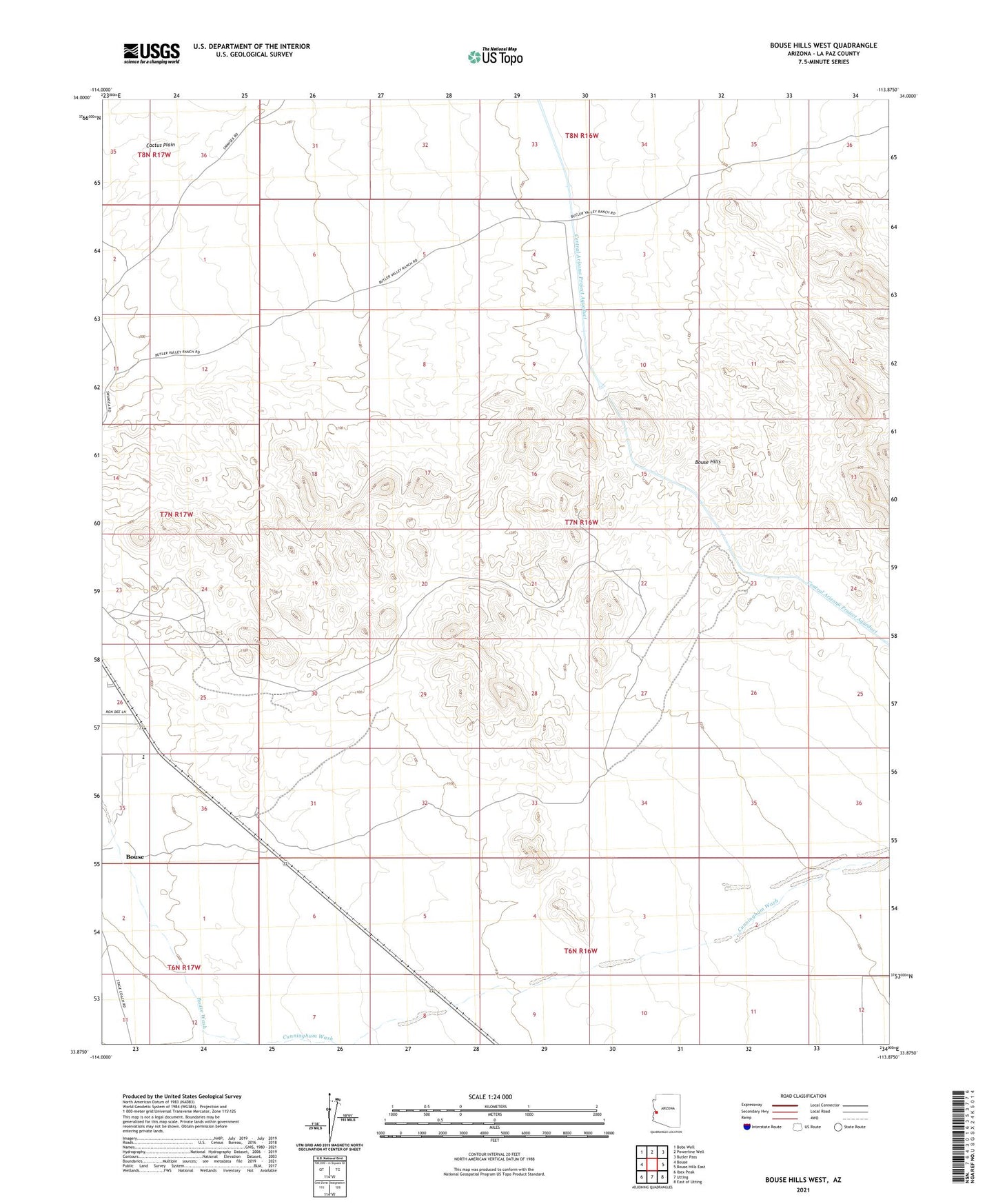Bouse Hills West Arizona US Topo Map Image