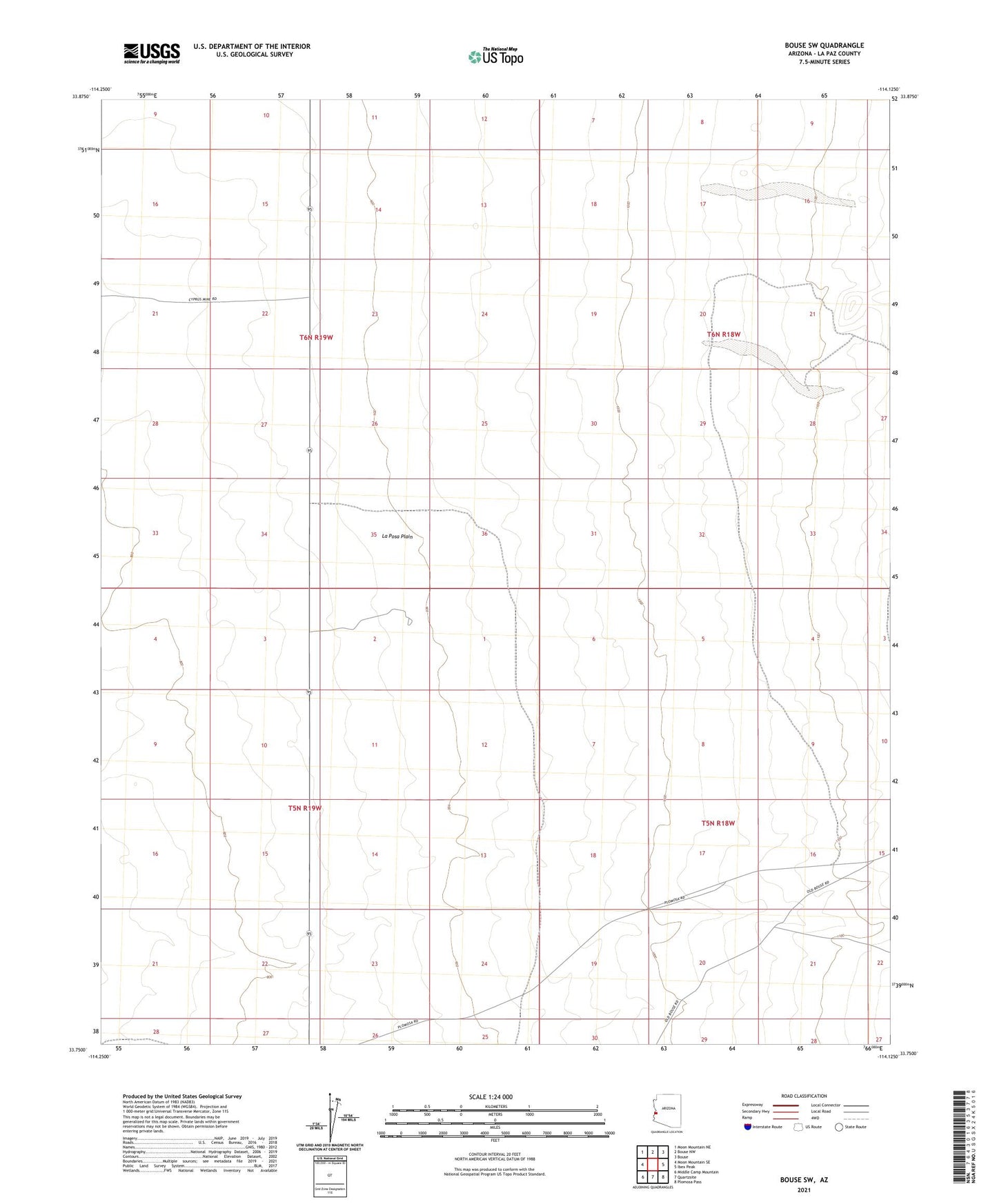 Bouse SW Arizona US Topo Map Image