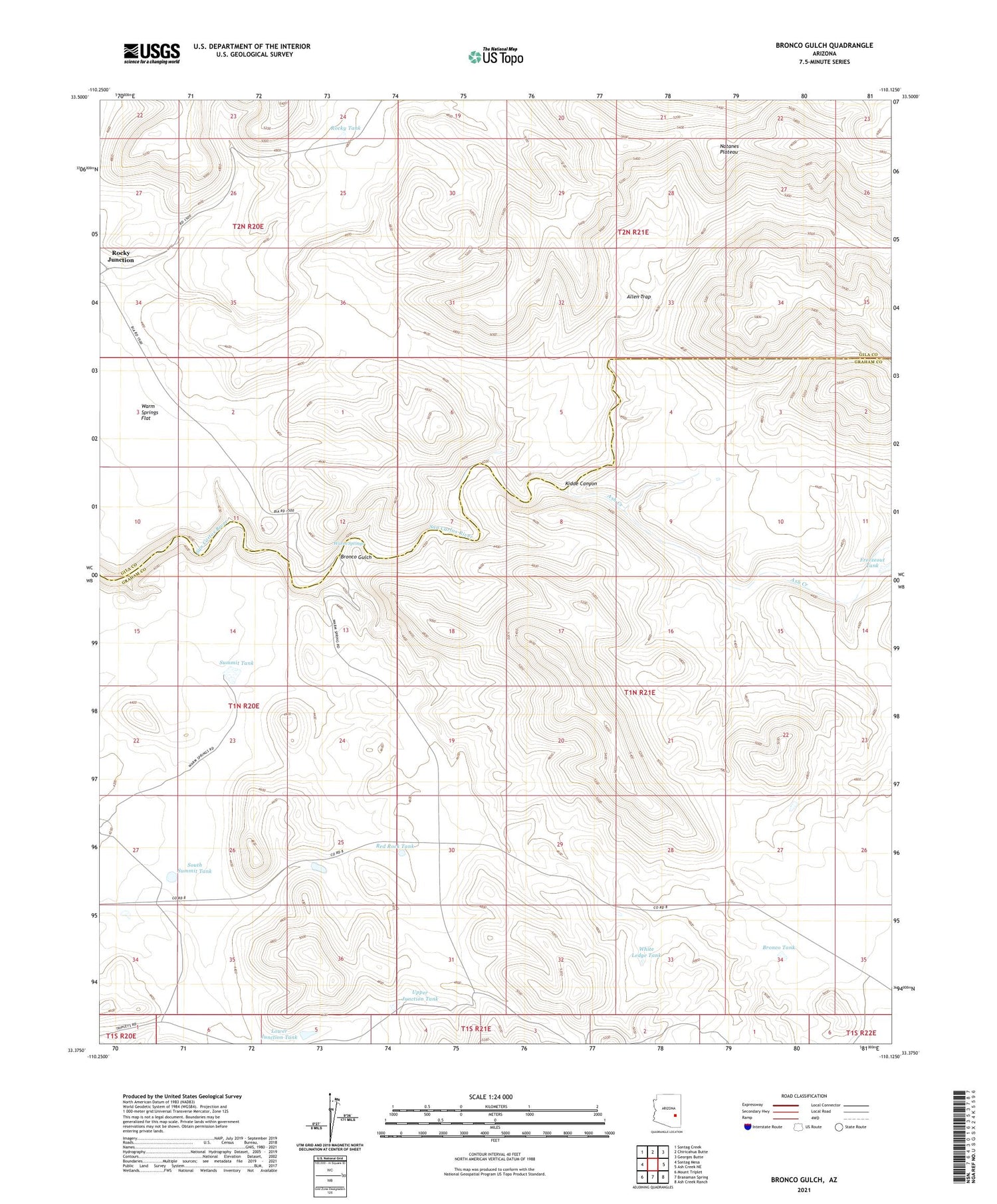 Bronco Gulch Arizona US Topo Map Image