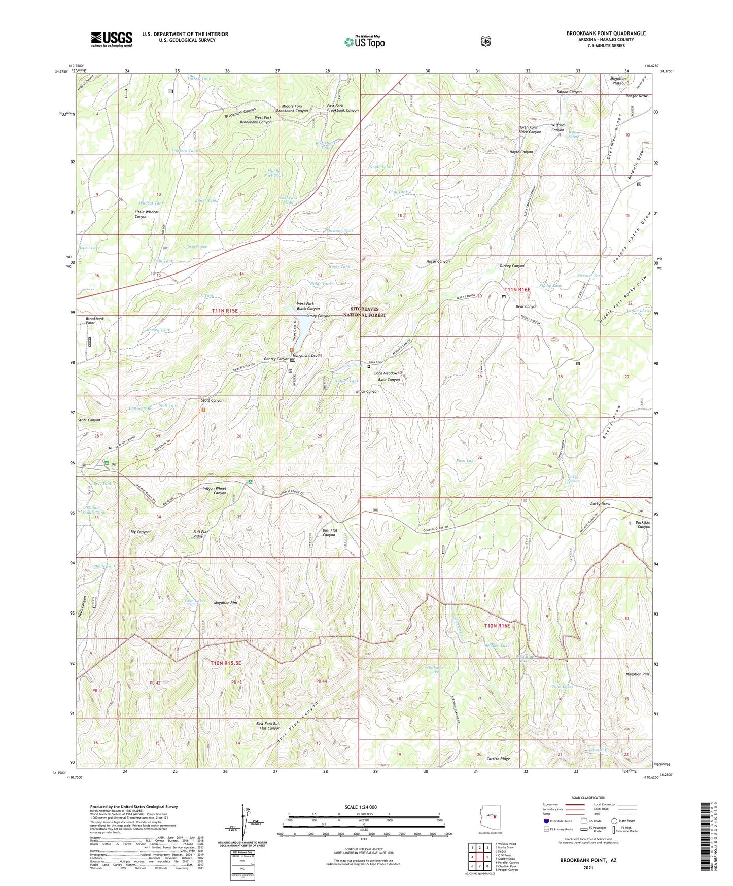Brookbank Point Arizona US Topo Map Image