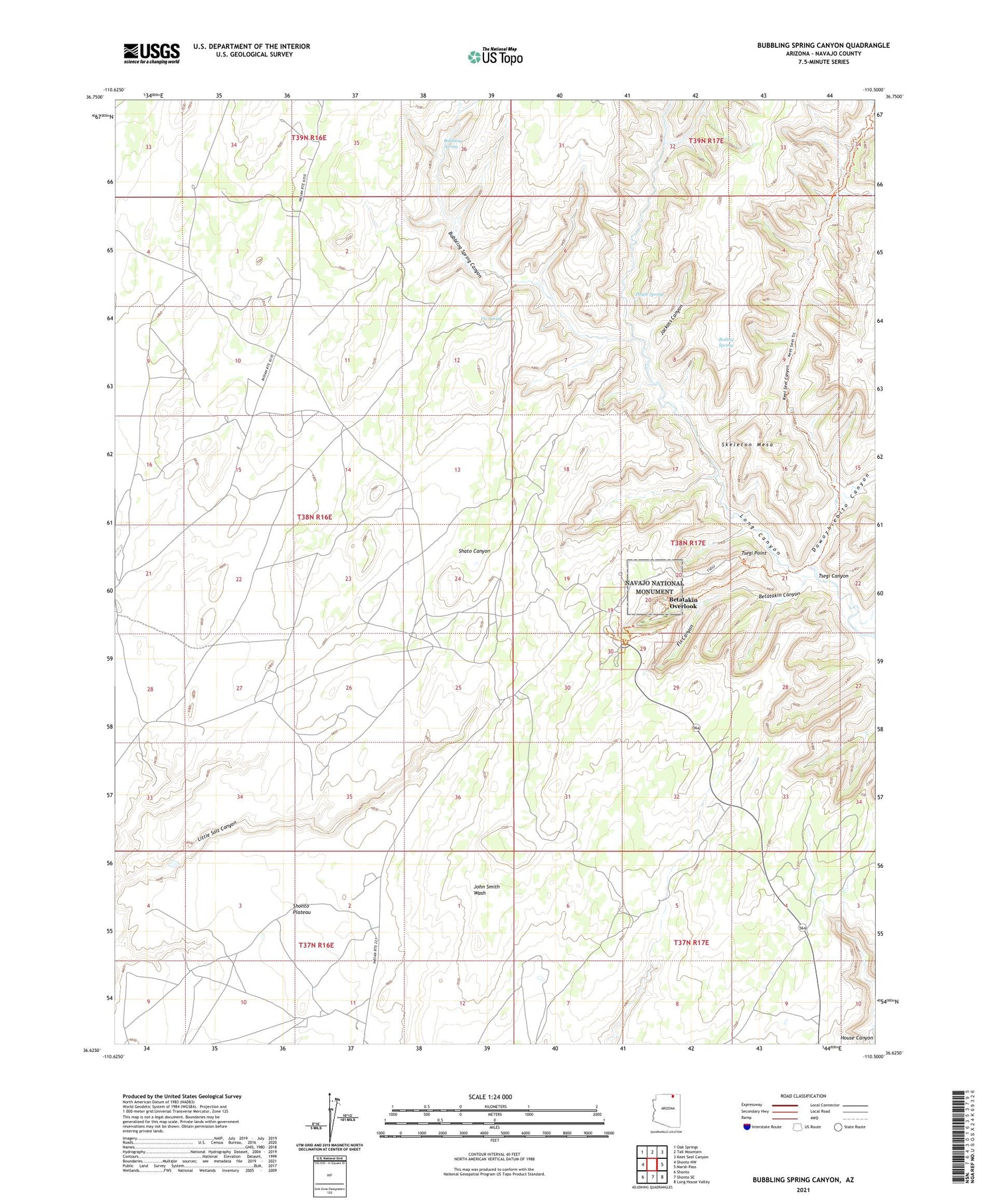 Bubbling Spring Canyon Arizona US Topo Map Image