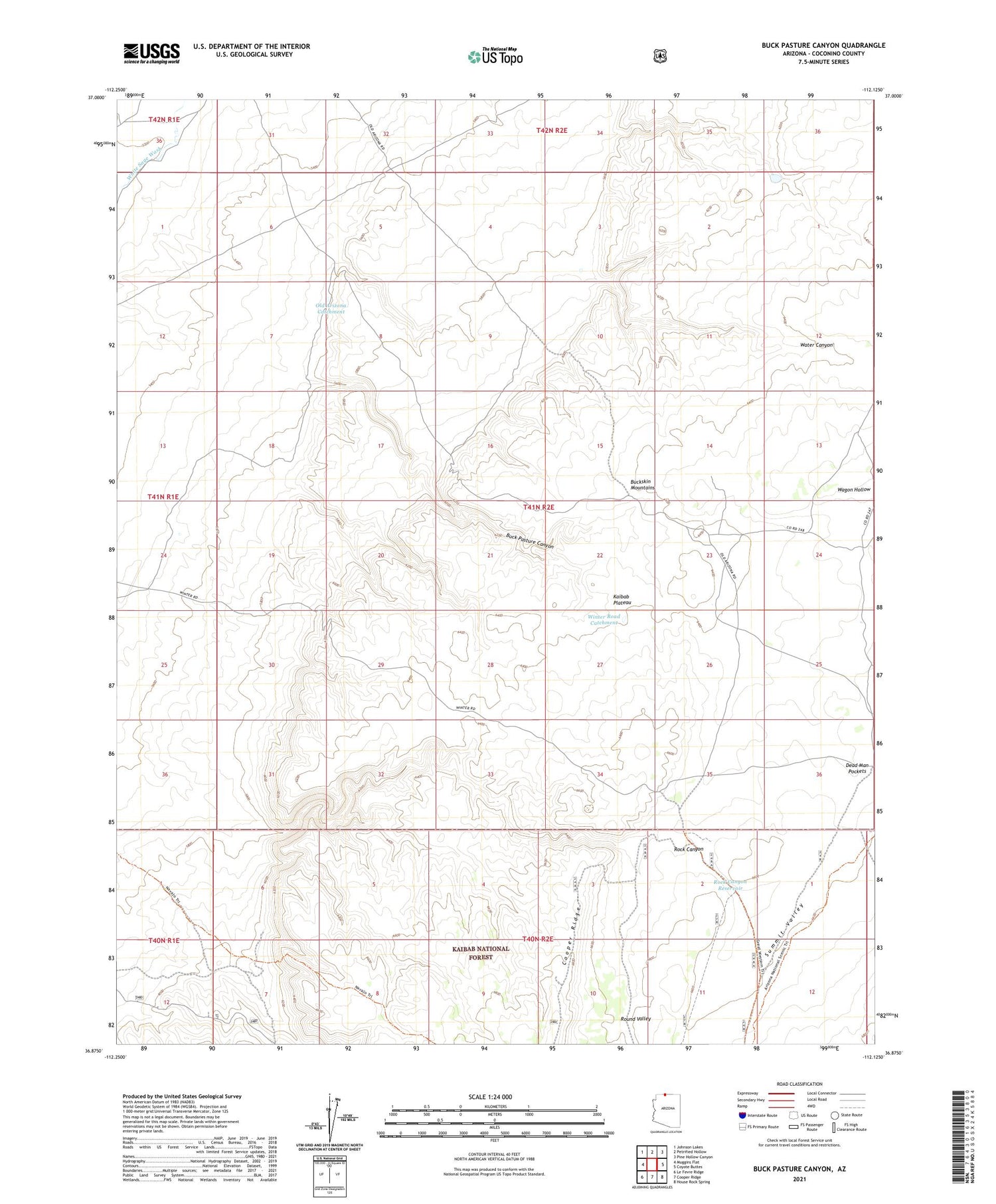 Buck Pasture Canyon Arizona US Topo Map Image
