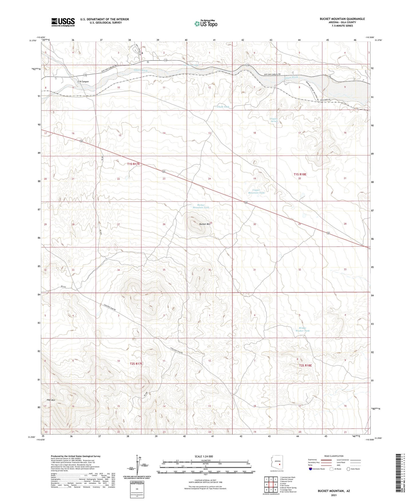 Bucket Mountain Arizona US Topo Map Image