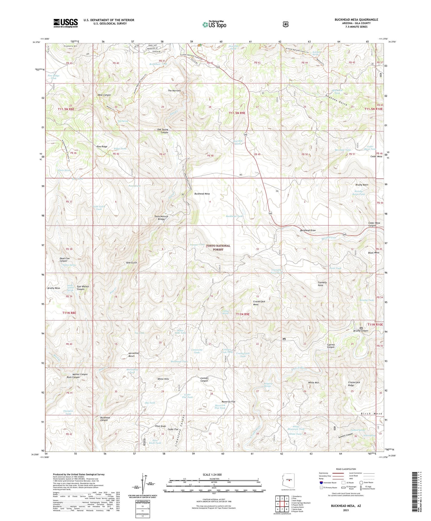 Buckhead Mesa Arizona US Topo Map Image