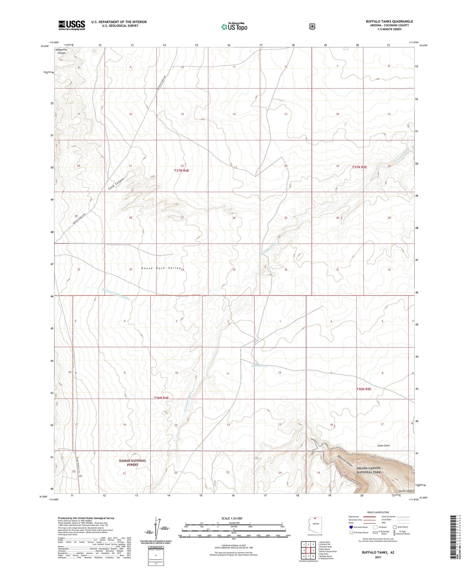 Buffalo Tanks Arizona US Topo Map Image