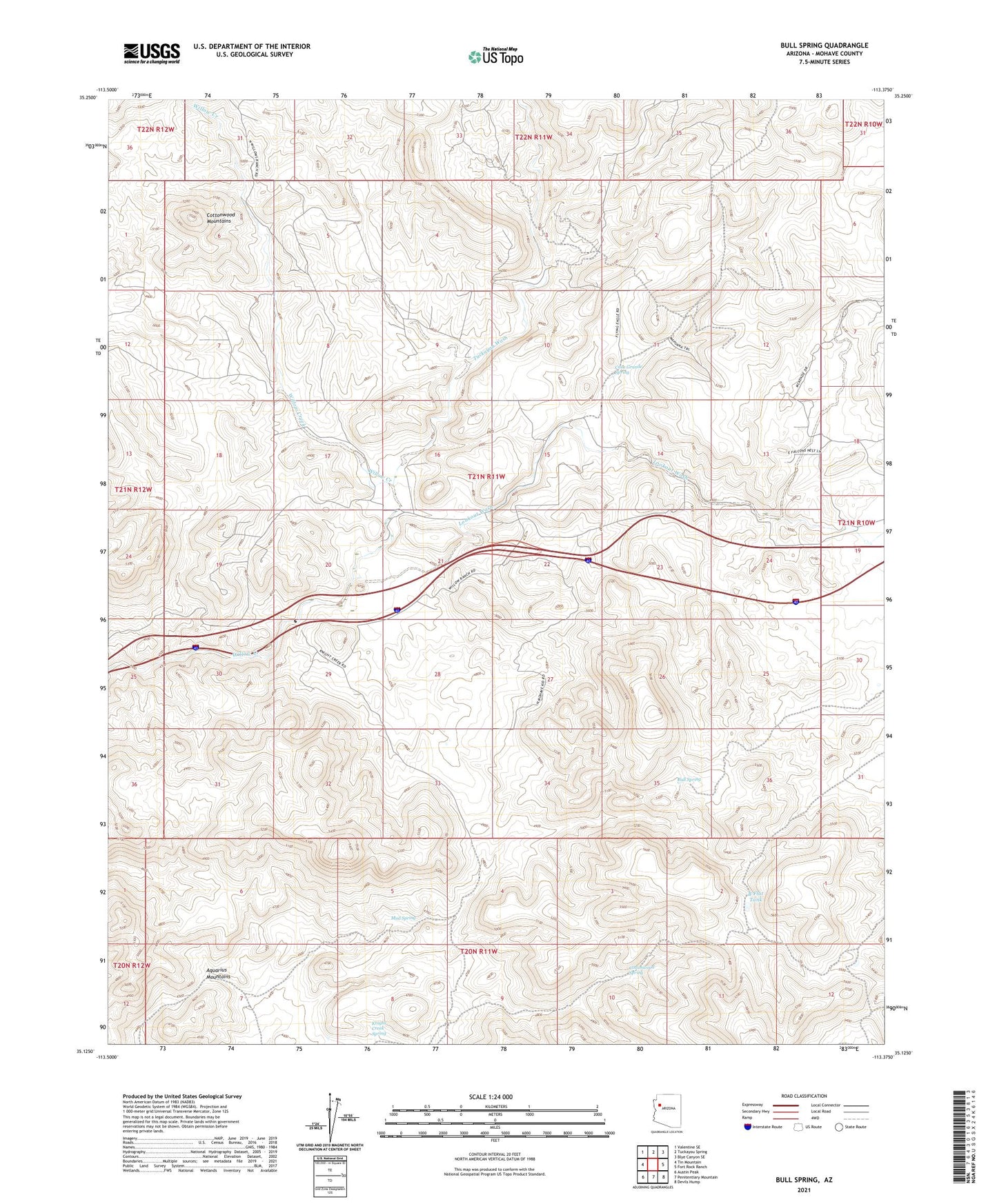 Bull Spring Arizona US Topo Map Image