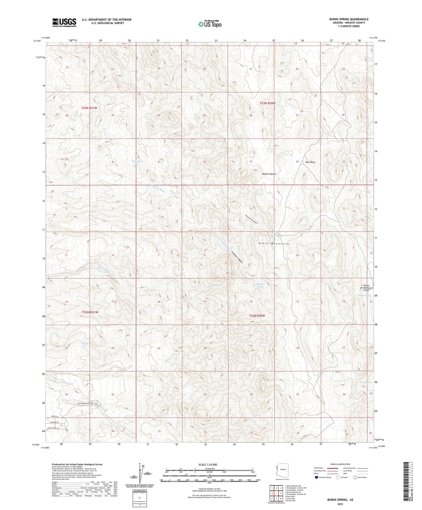 Burns Spring Arizona US Topo Map Image