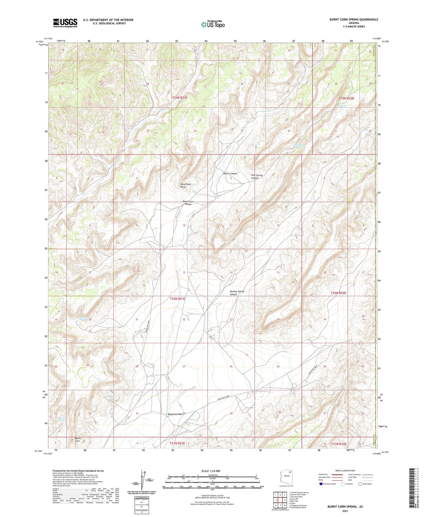 Burnt Corn Spring Arizona US Topo Map Image