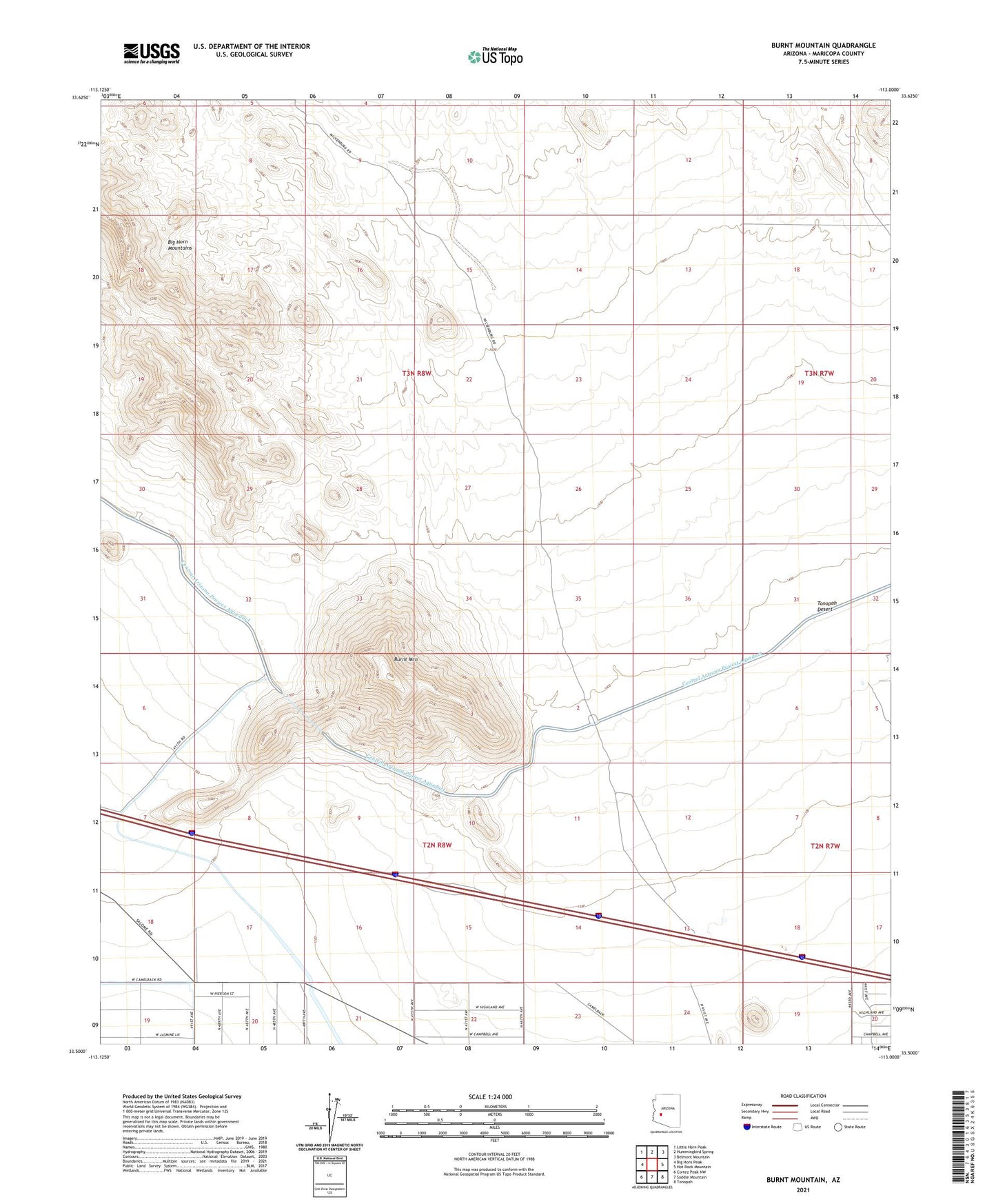 Burnt Mountain Arizona US Topo Map Image