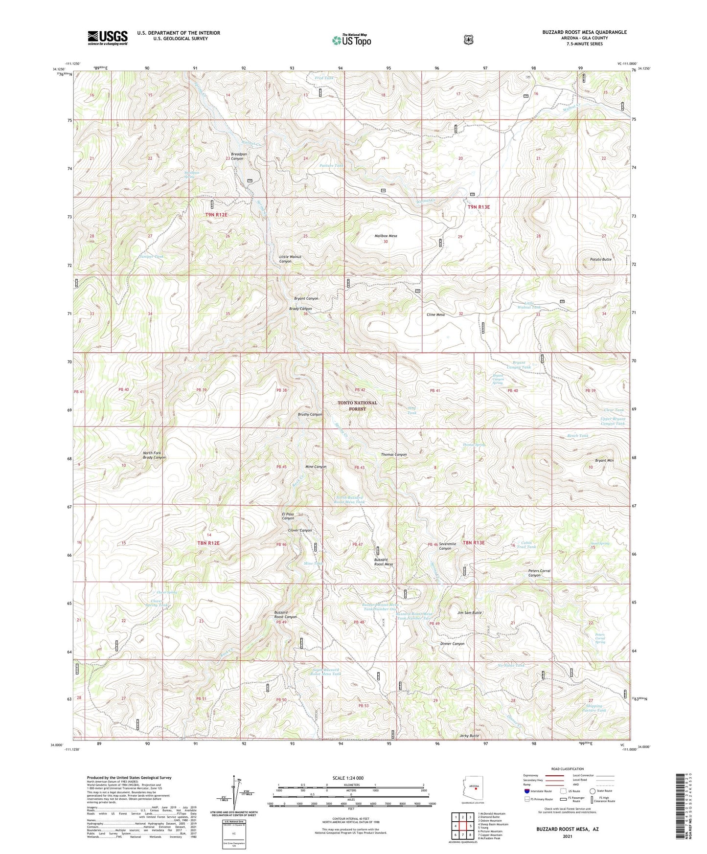 Buzzard Roost Mesa Arizona US Topo Map Image