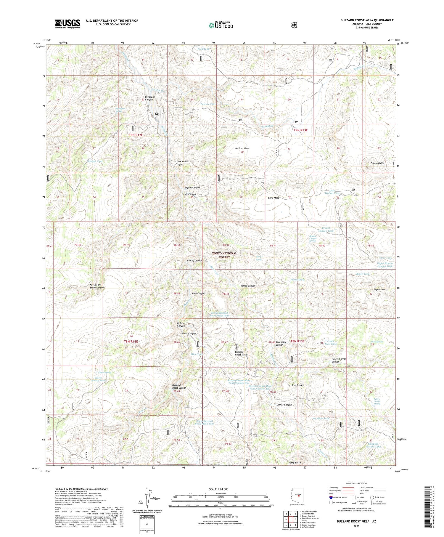 Buzzard Roost Mesa Arizona US Topo Map Image