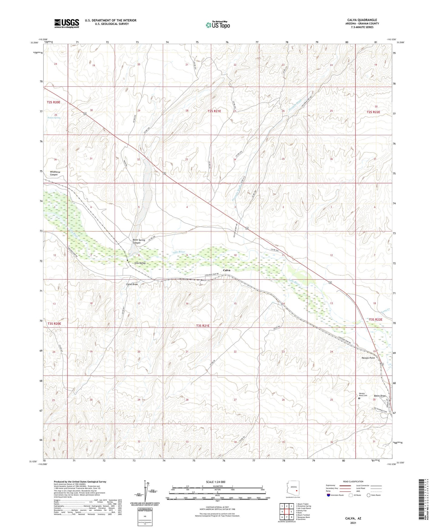 Calva Arizona US Topo Map Image