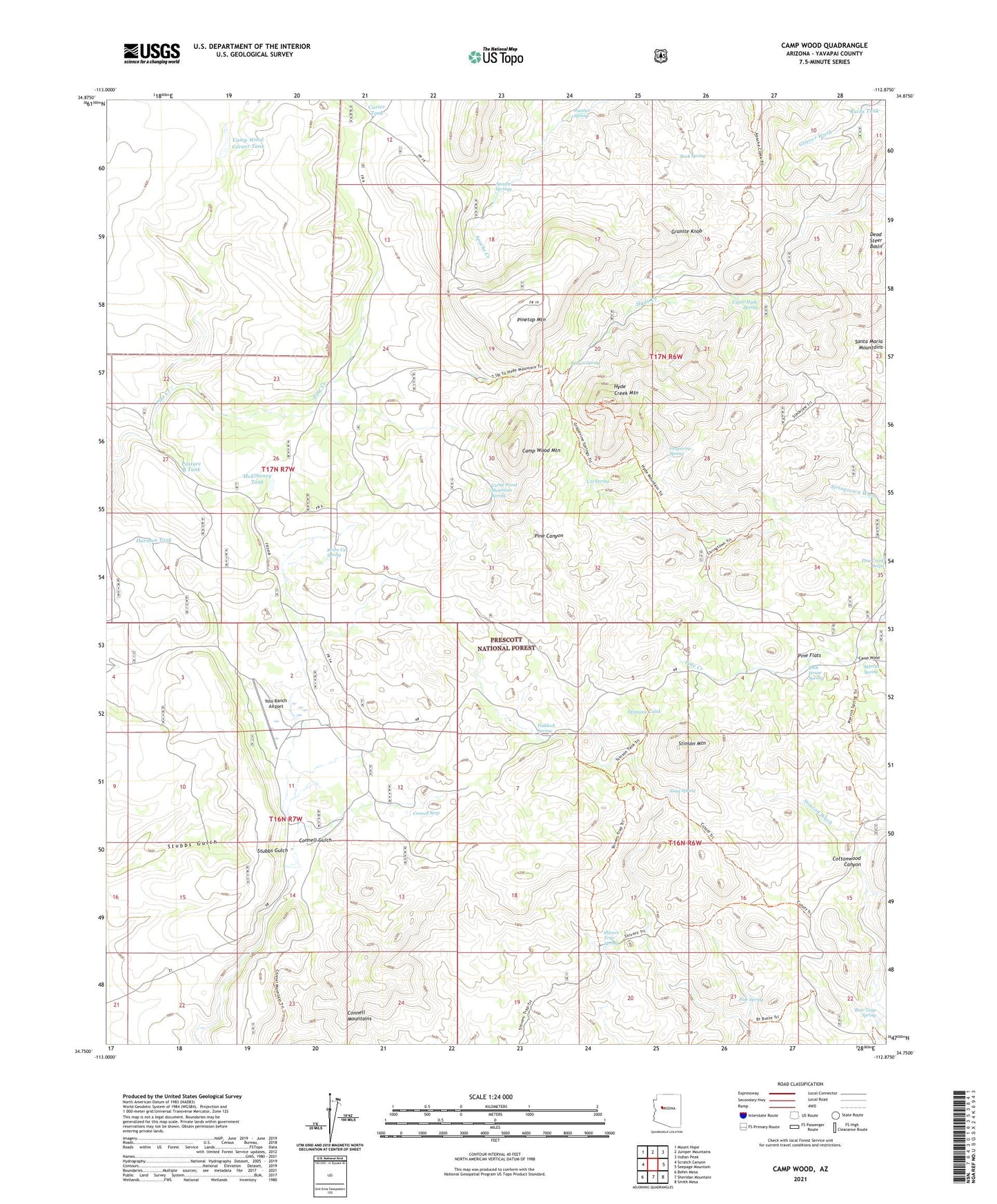 Camp Wood Arizona US Topo Map Image
