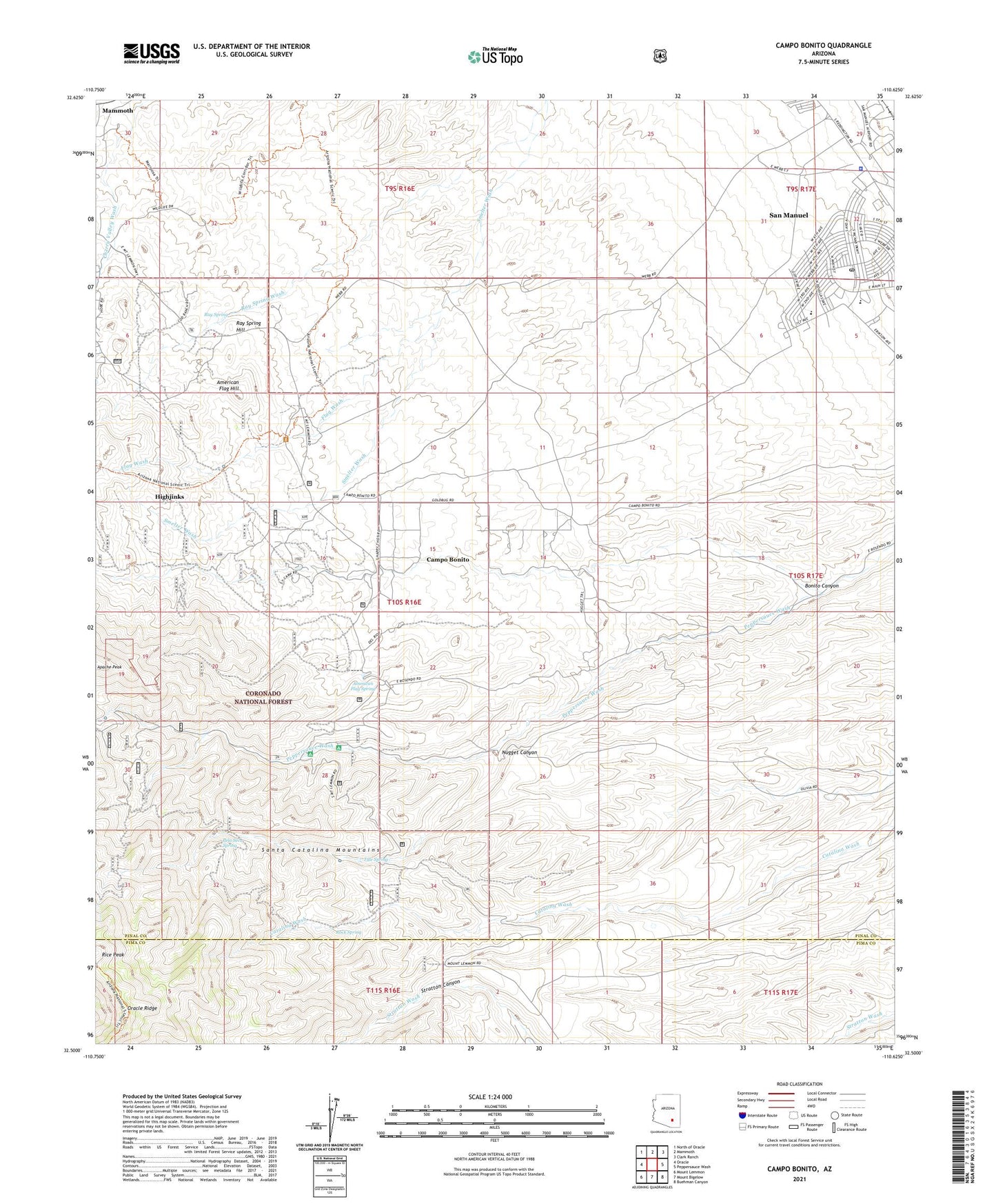 Campo Bonito Arizona US Topo Map Image