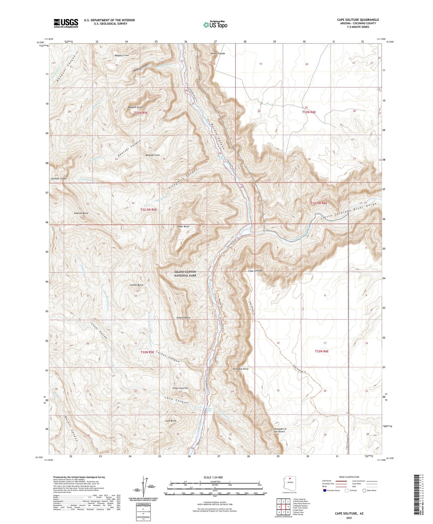 Cape Solitude Arizona US Topo Map Image