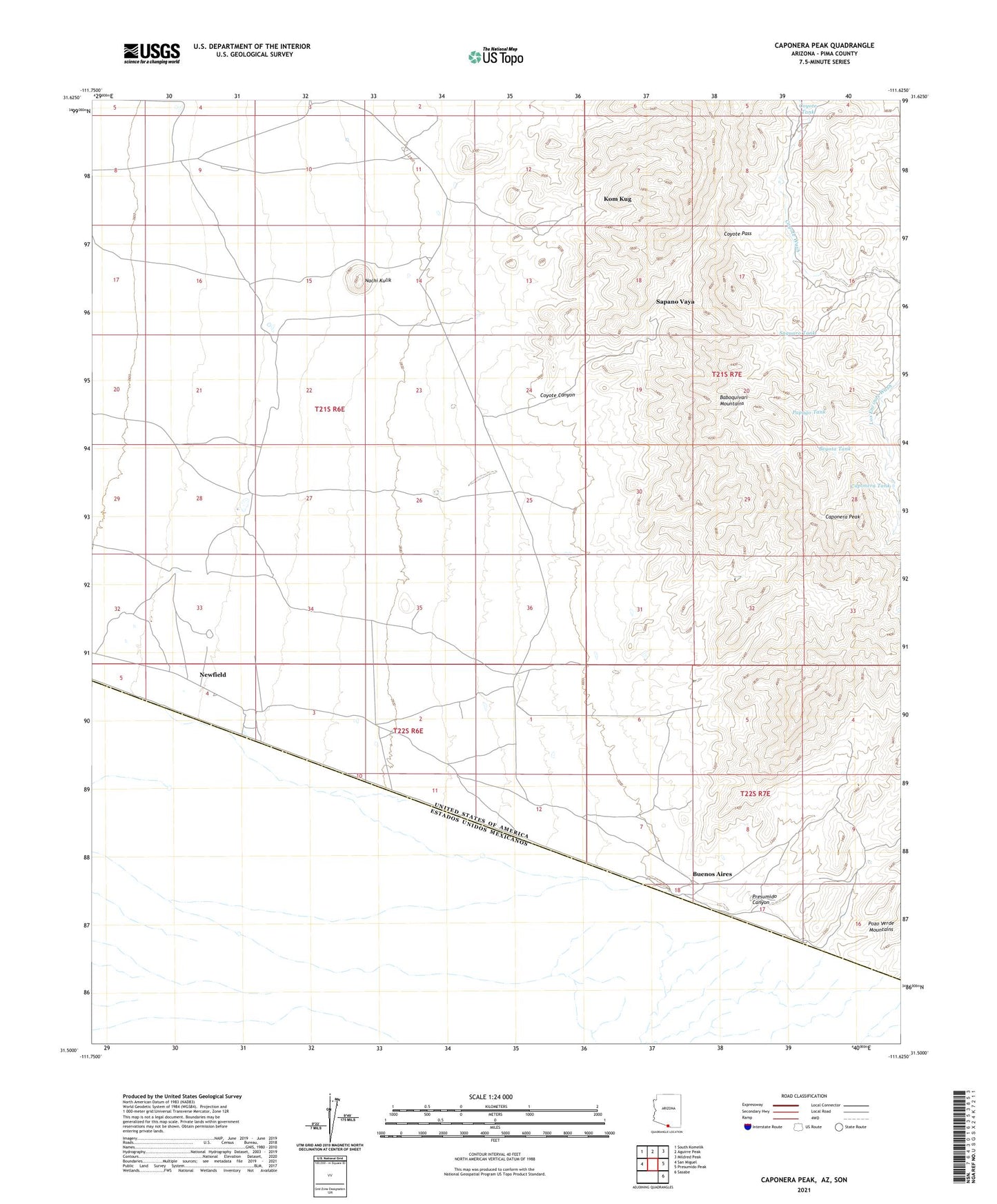 Caponera Peak Arizona US Topo Map Image