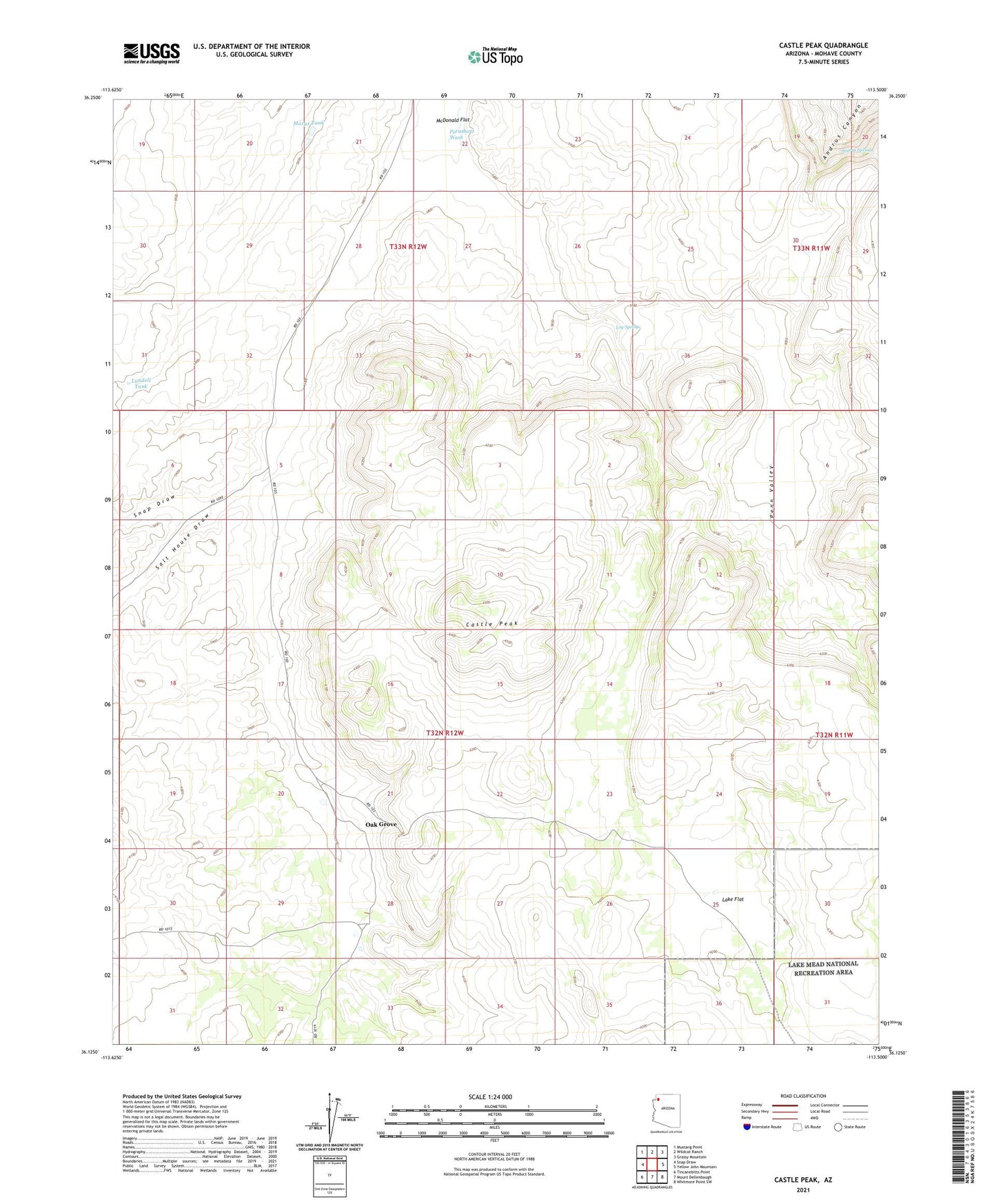 Castle Peak Arizona US Topo Map Image