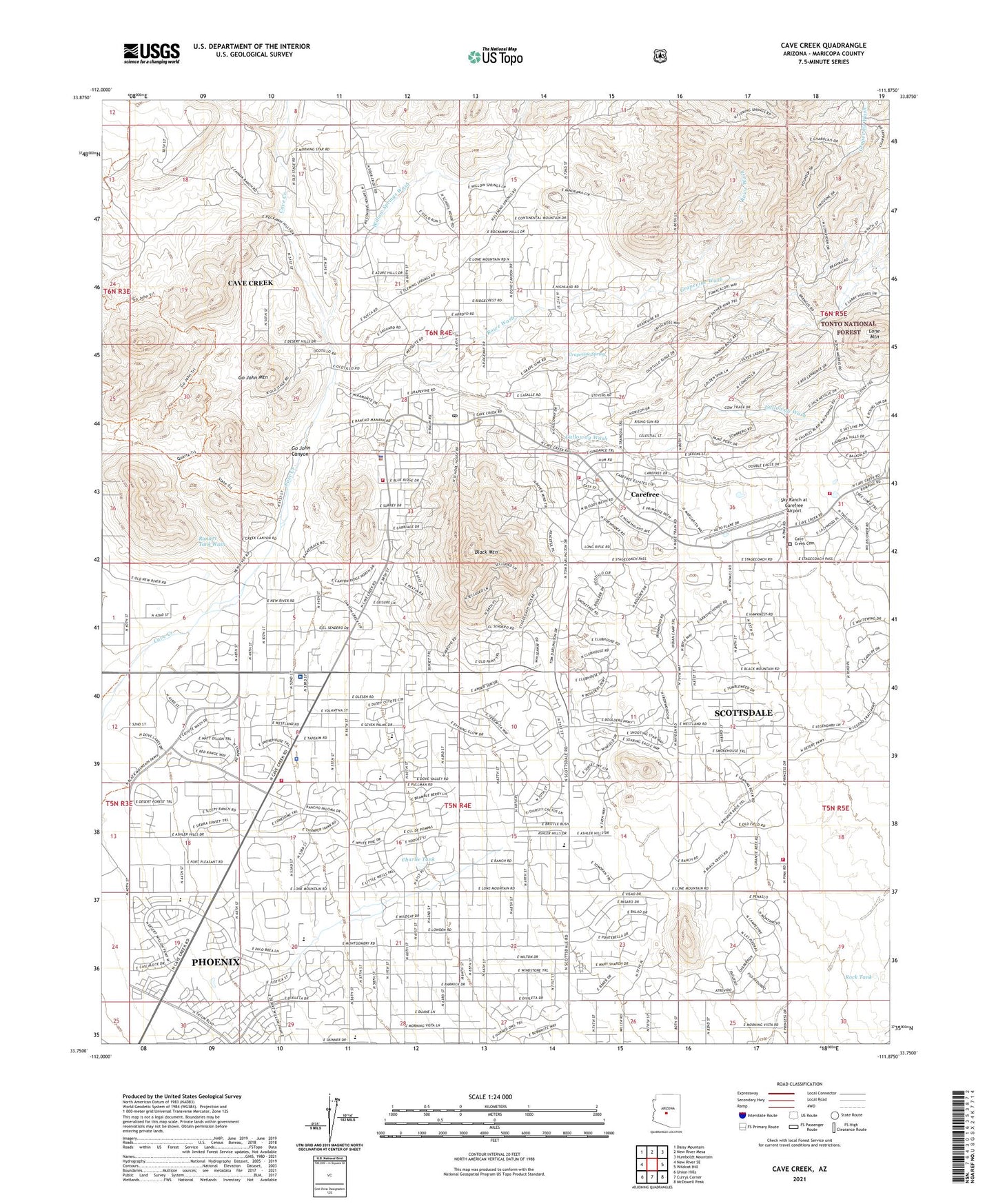 Cave Creek Arizona US Topo Map Image