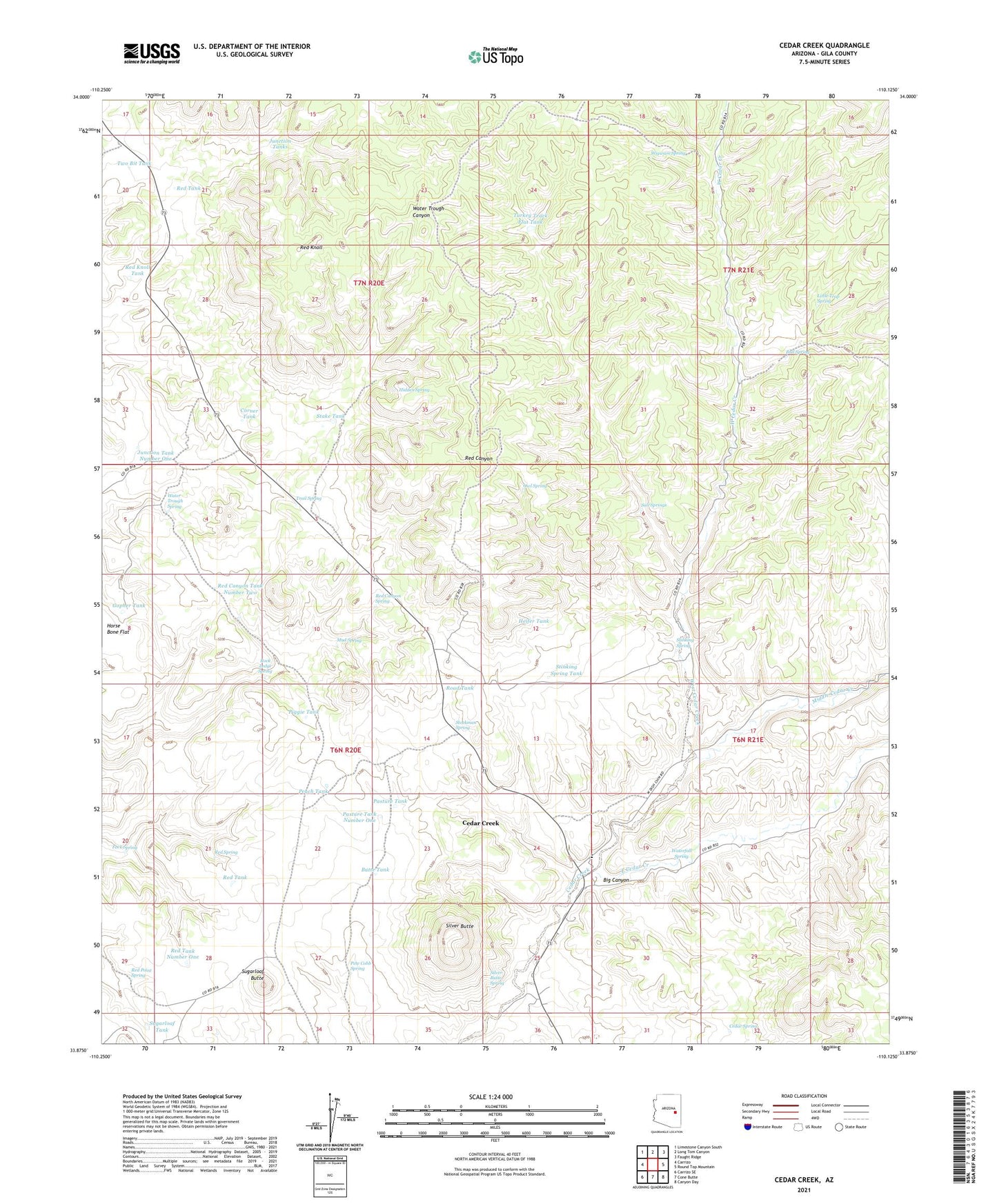Cedar Creek Arizona US Topo Map Image