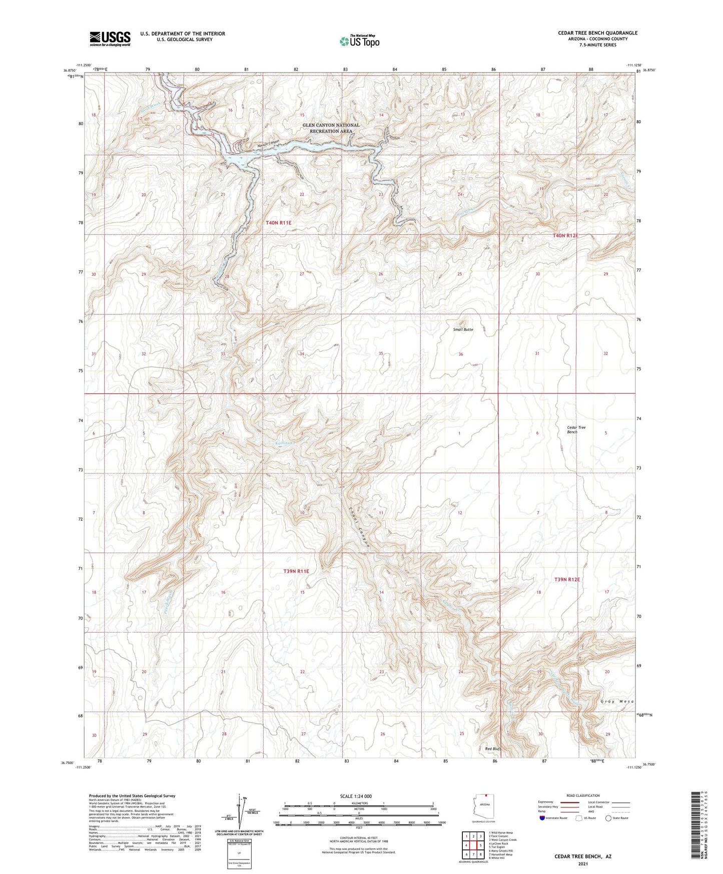 Cedar Tree Bench Arizona US Topo Map Image