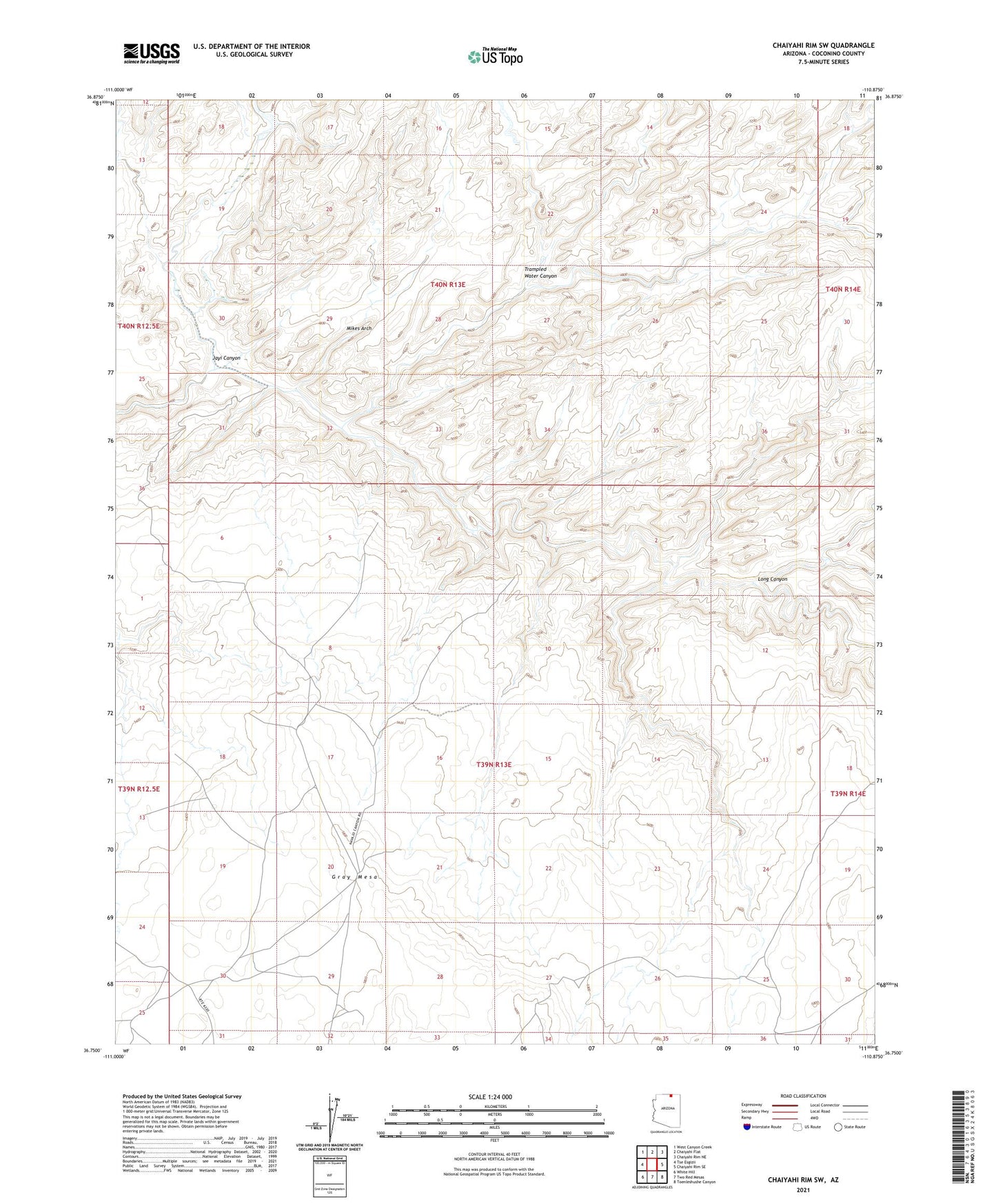 Chaiyahi Rim SW Arizona US Topo Map Image