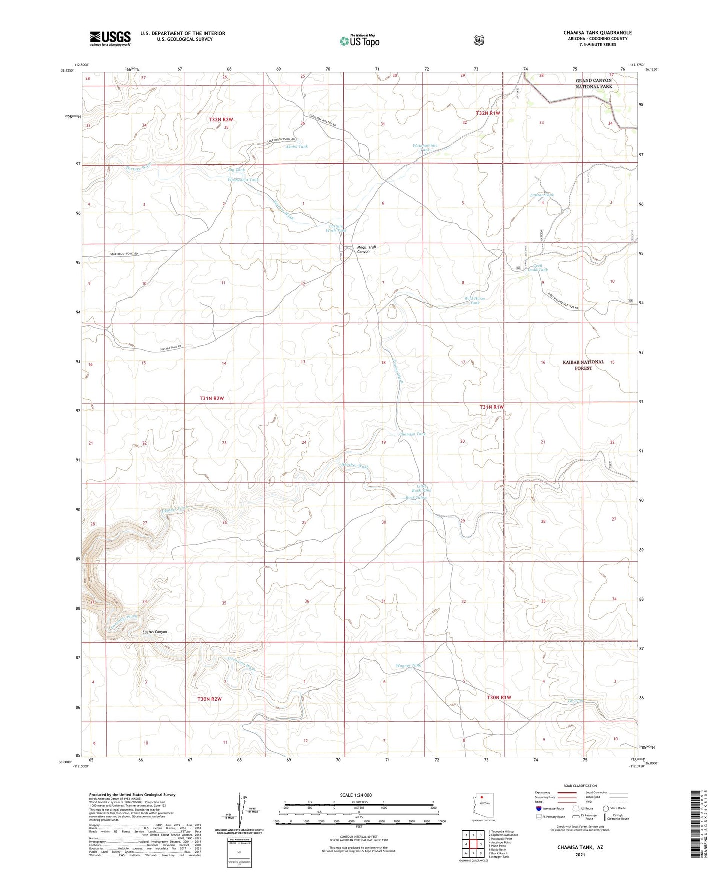 Chamisa Tank Arizona US Topo Map Image