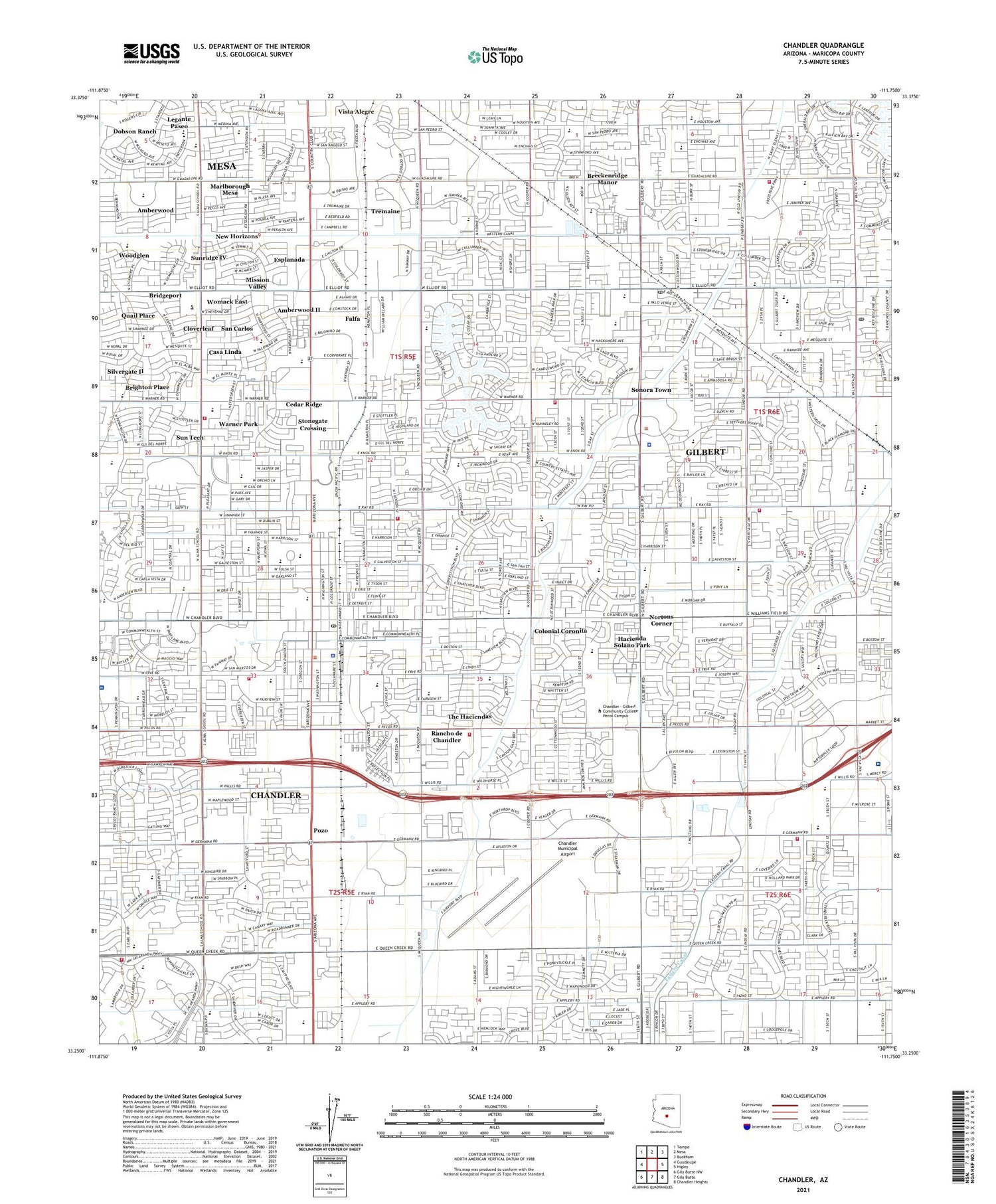Chandler Arizona US Topo Map Image