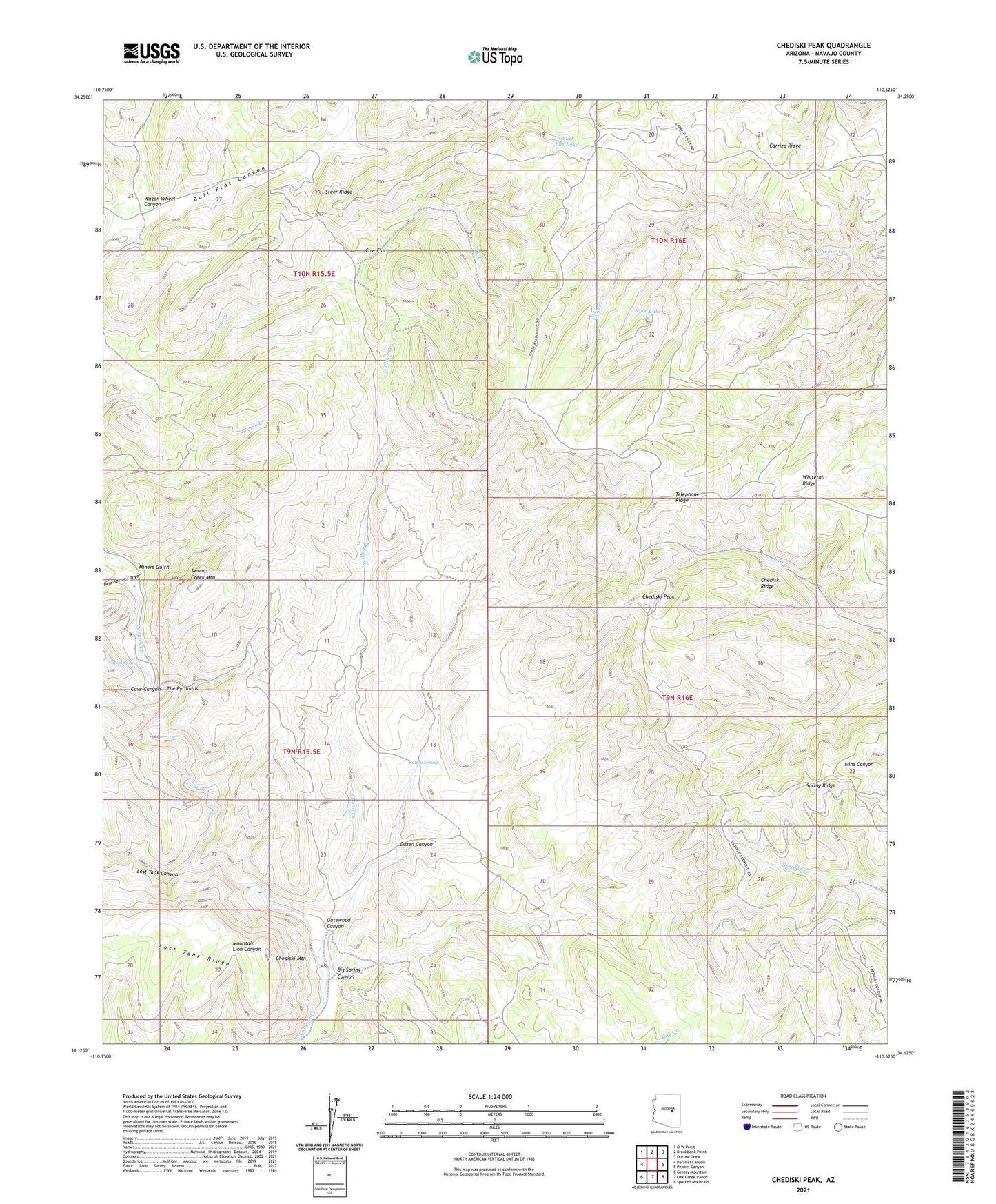 Chediski Peak Arizona US Topo Map Image