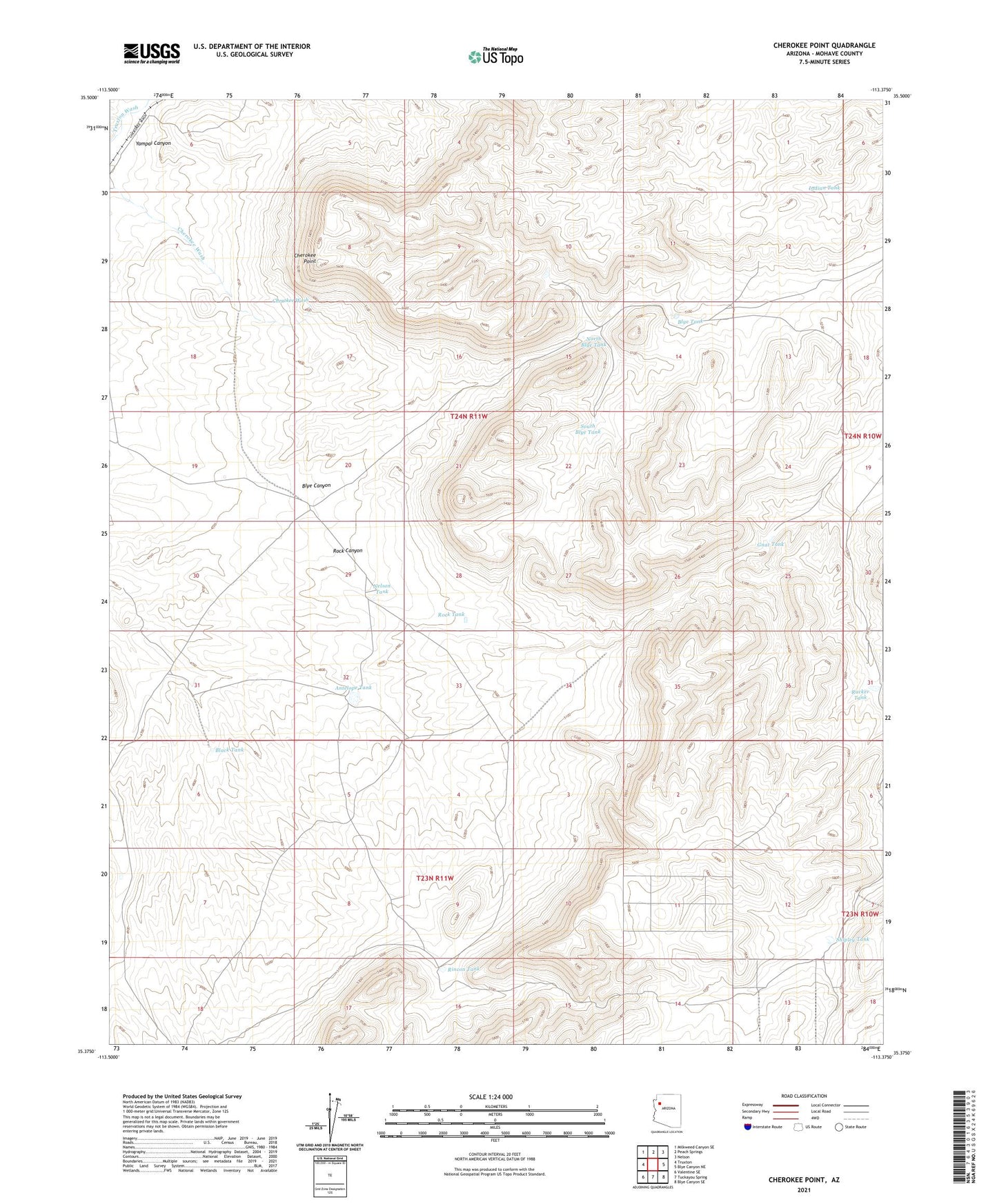 Cherokee Point Arizona US Topo Map Image