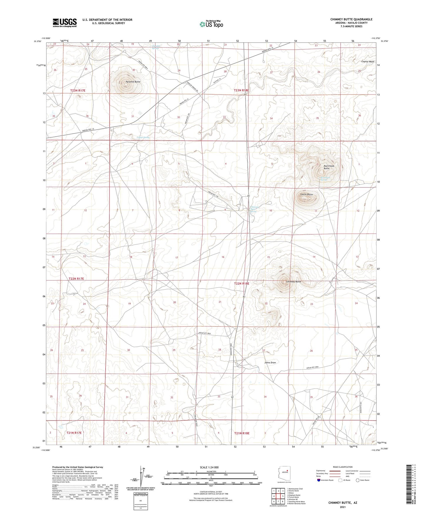 Chimney Butte Arizona US Topo Map Image