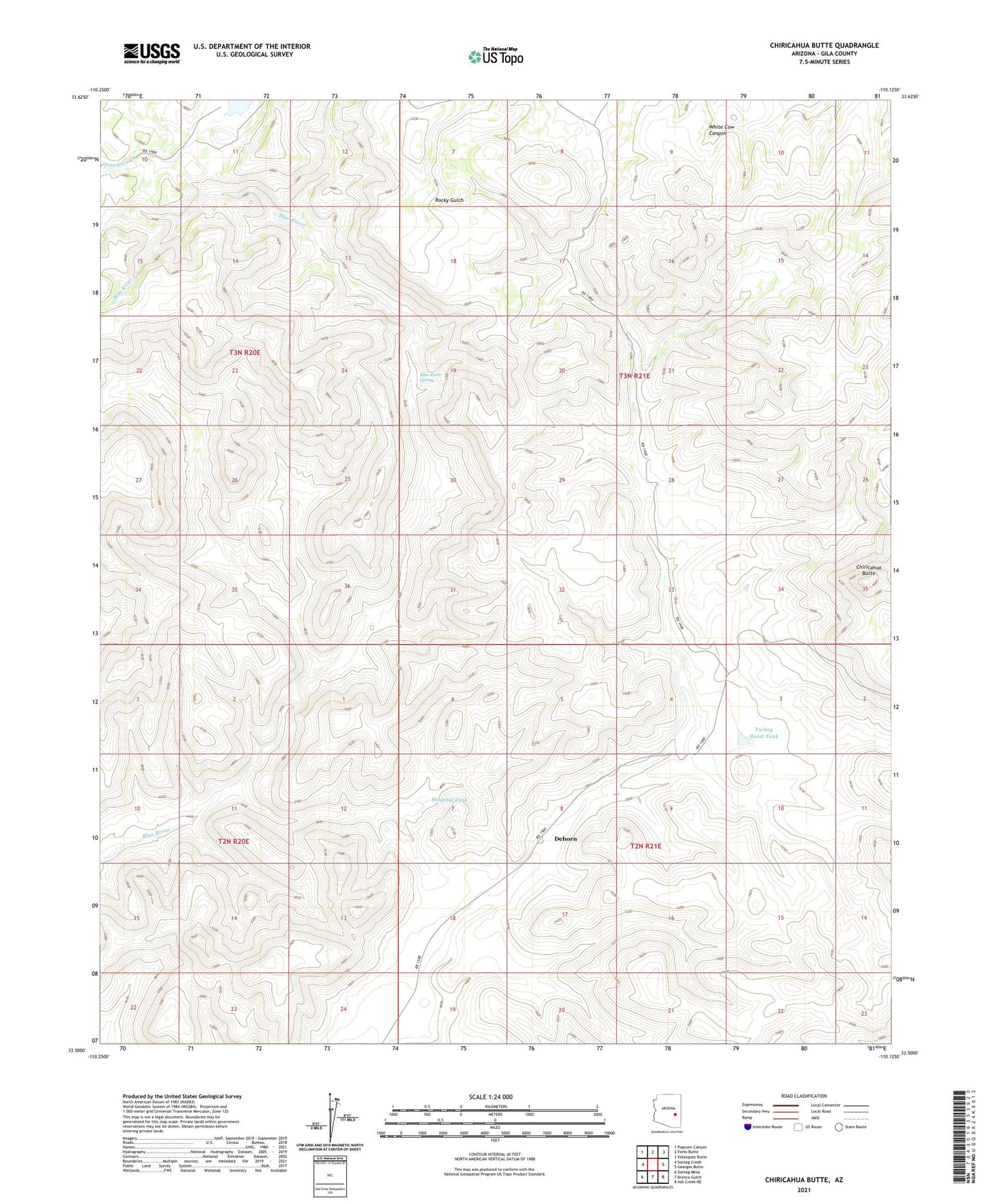 Chiricahua Butte Arizona US Topo Map Image