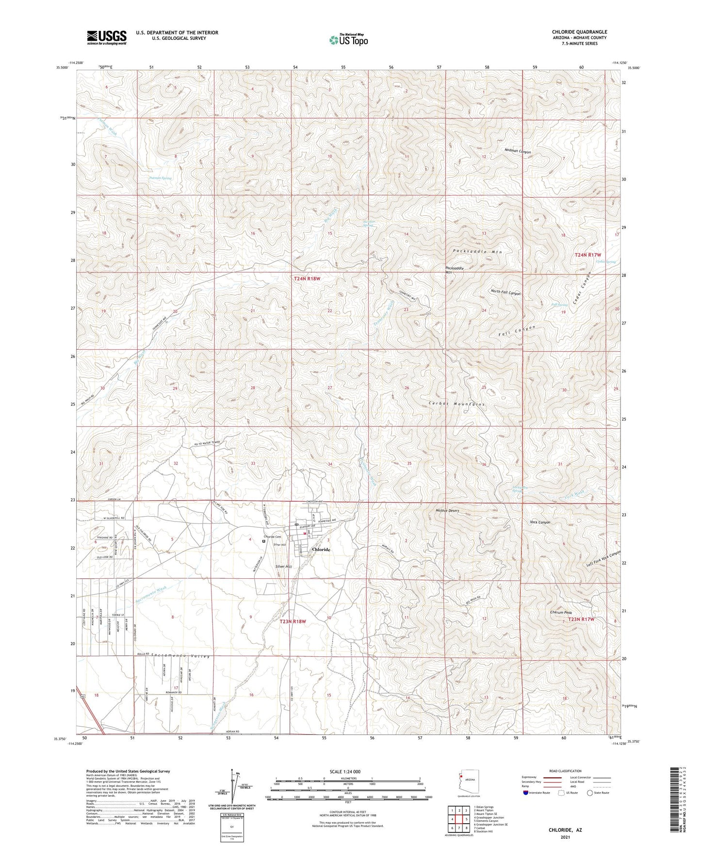 Chloride Arizona US Topo Map Image