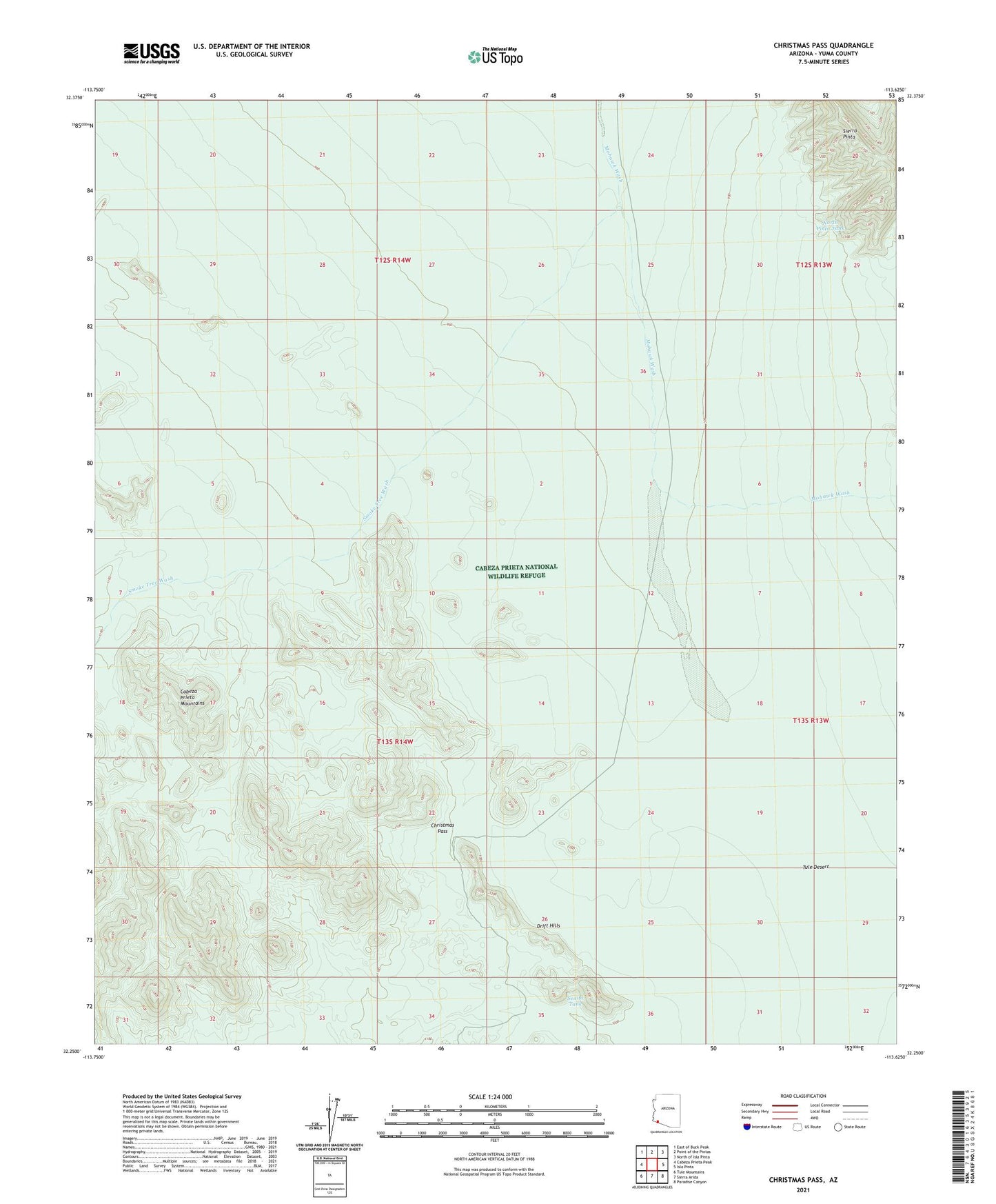 Christmas Pass Arizona US Topo Map Image