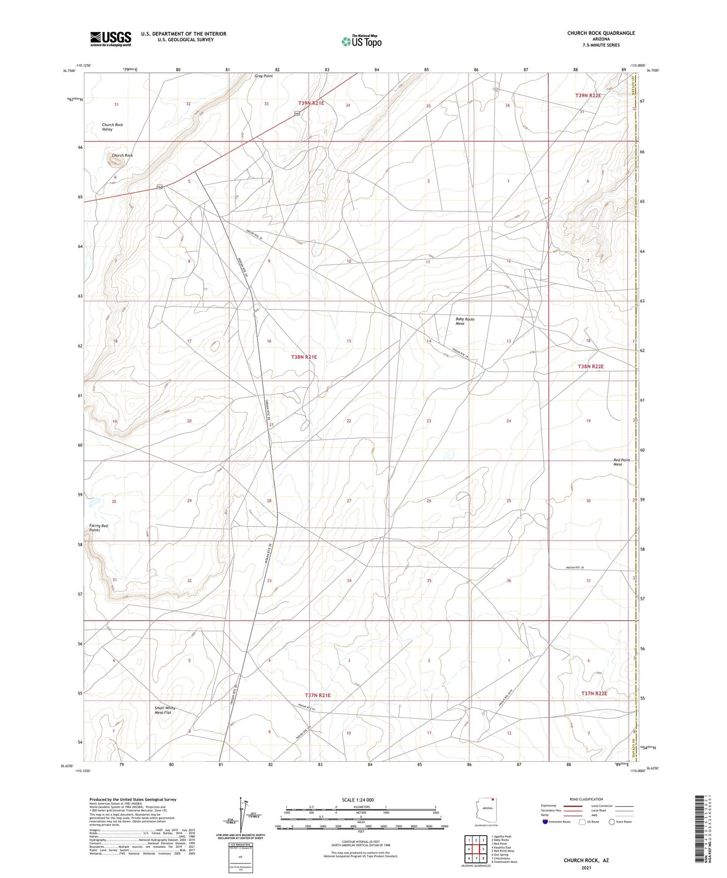 Church Rock Arizona US Topo Map Image