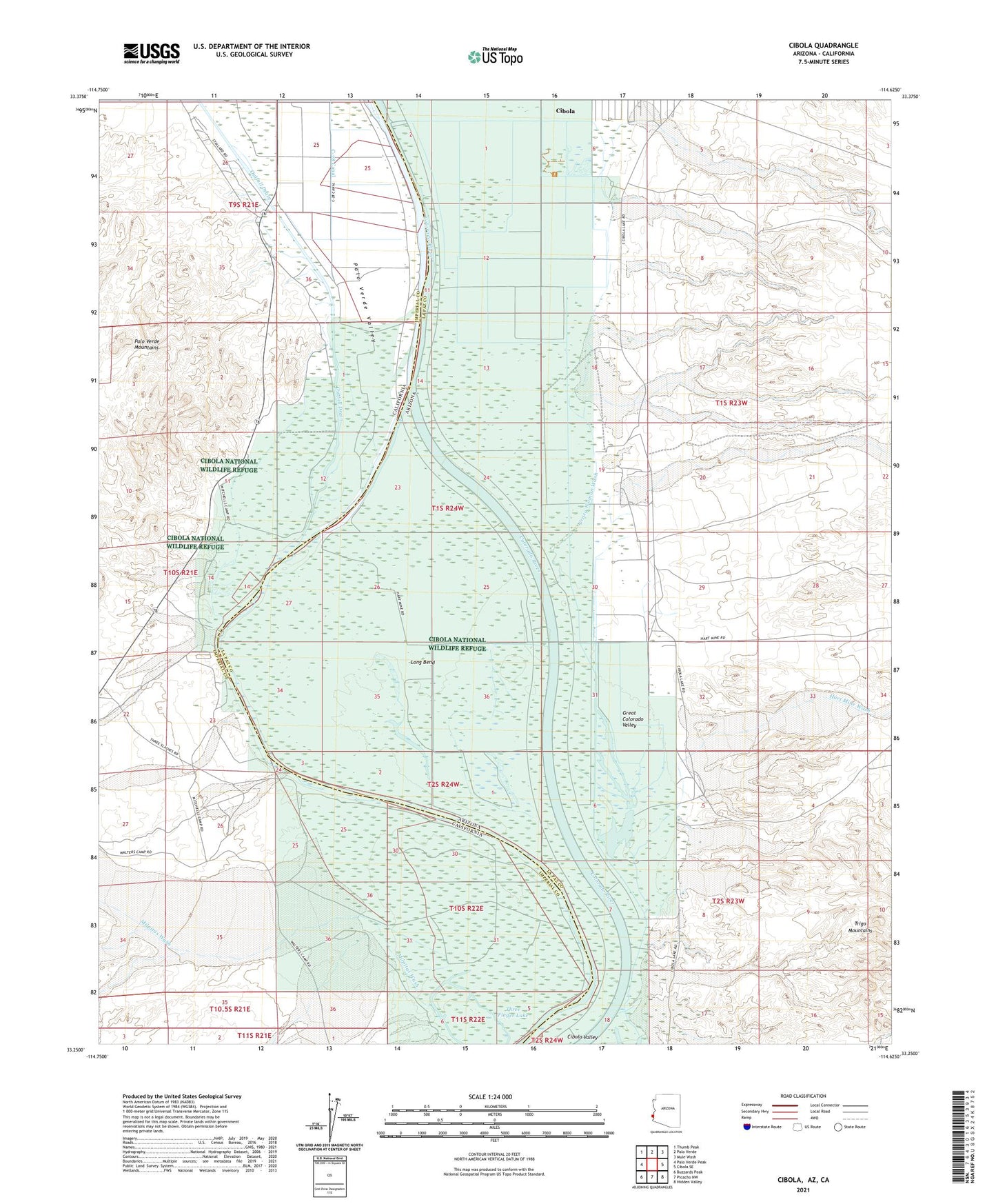 Cibola Arizona US Topo Map Image