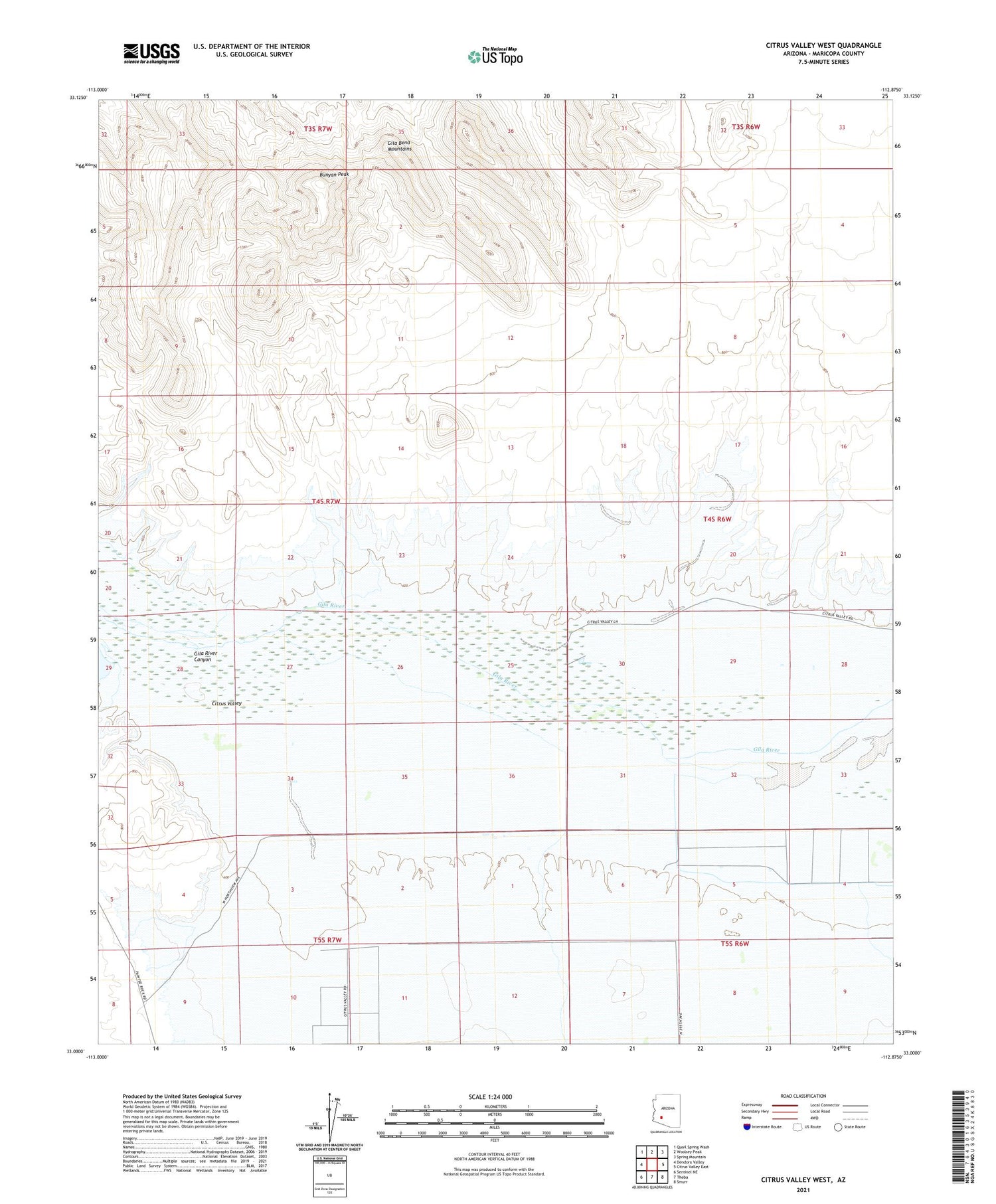 Citrus Valley West Arizona US Topo Map Image