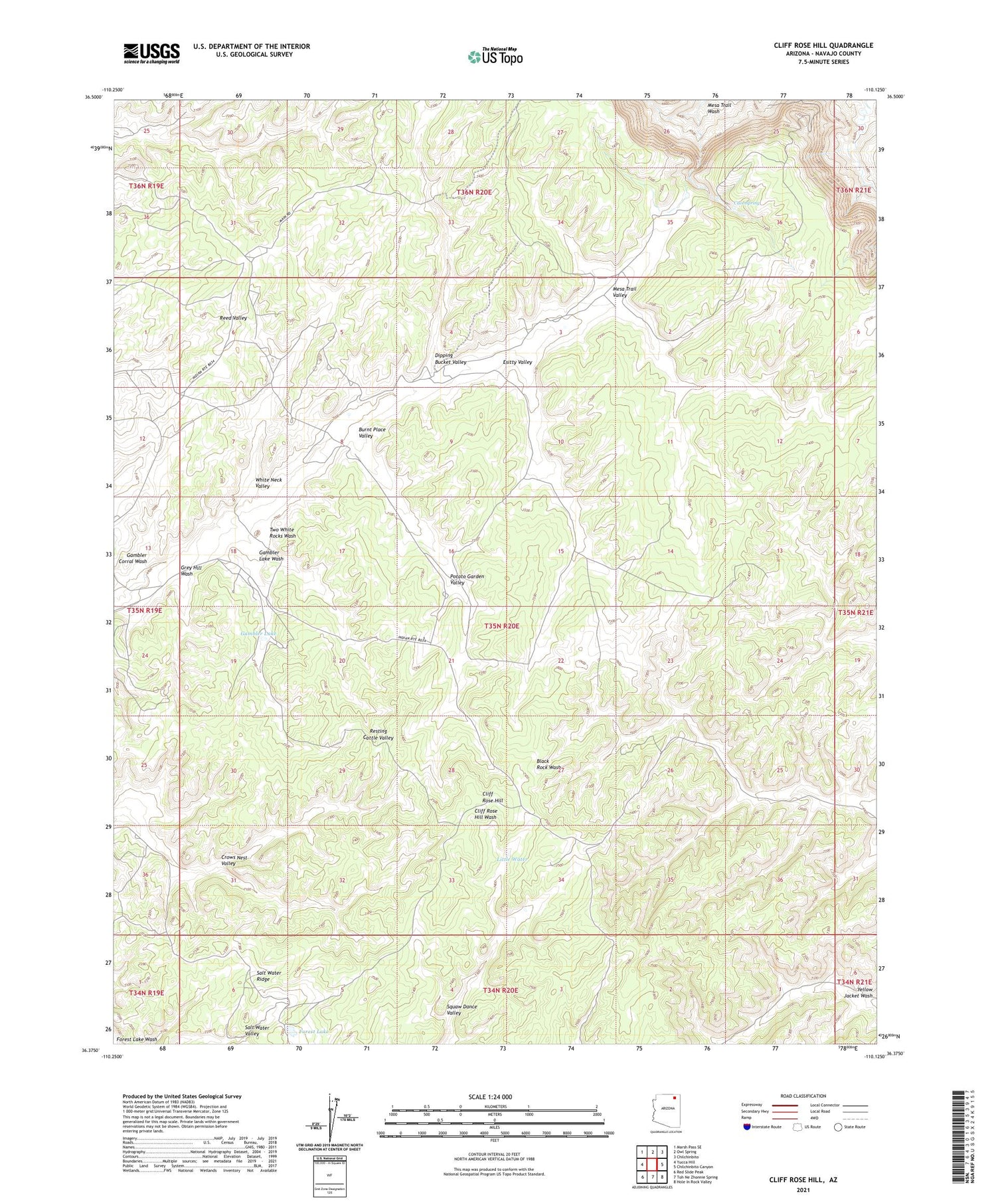Cliff Rose Hill Arizona US Topo Map Image