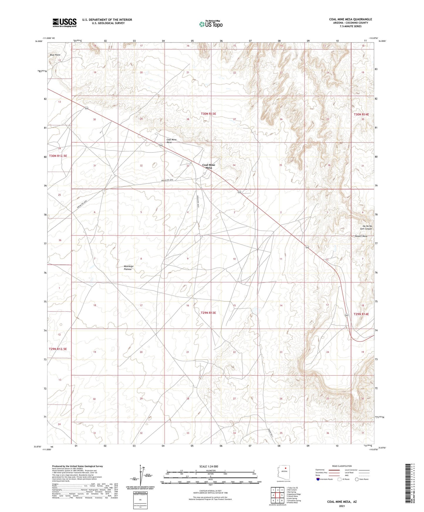 Coal Mine Mesa Arizona US Topo Map Image