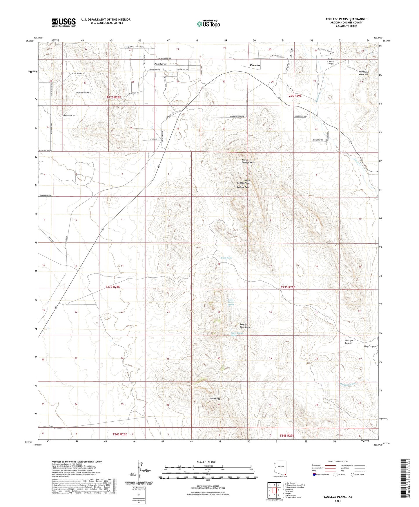 College Peaks Arizona US Topo Map Image