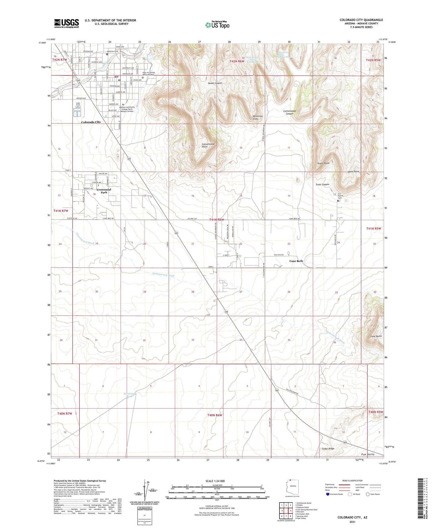 Colorado City Arizona US Topo Map Image