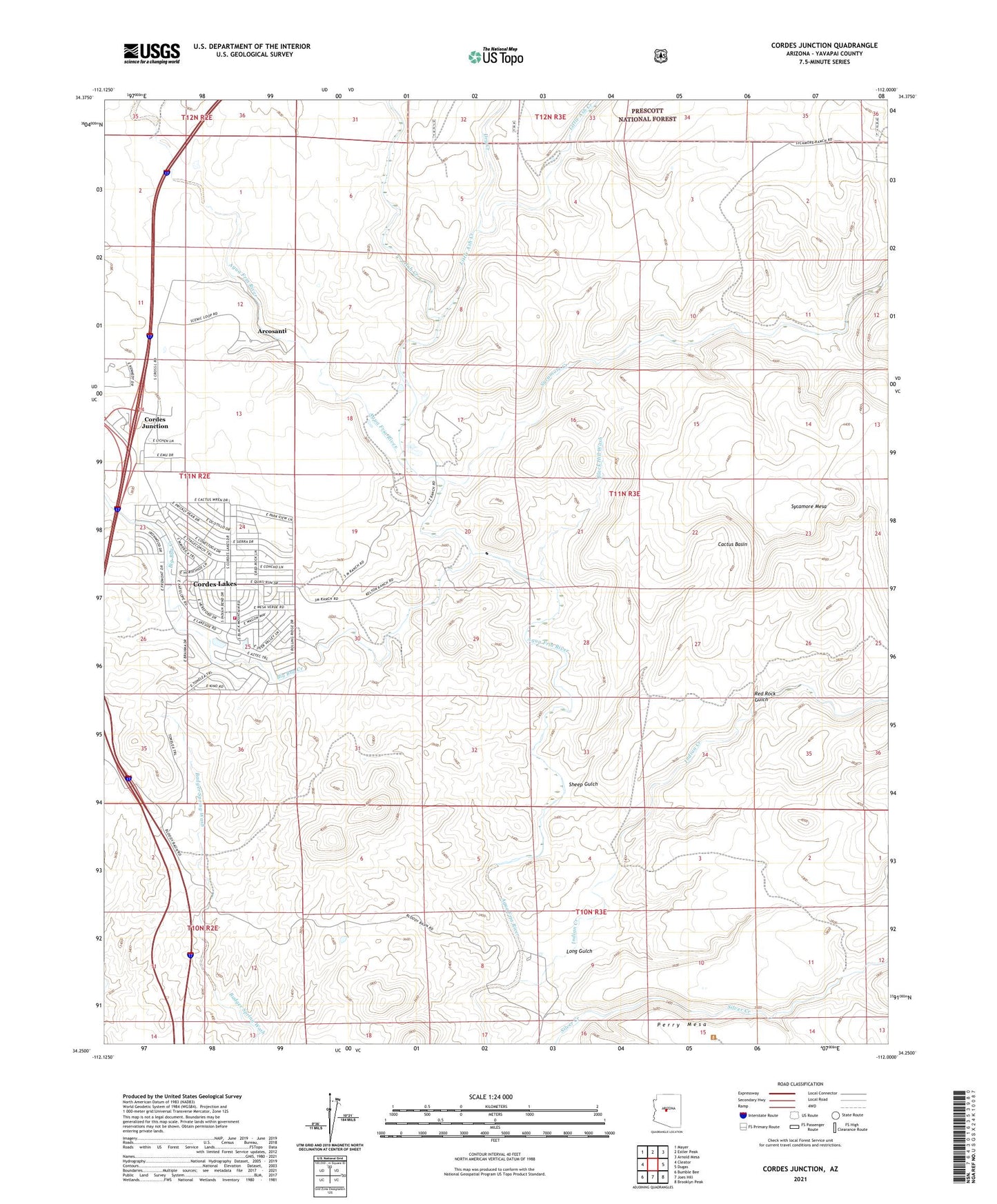Cordes Junction Arizona US Topo Map Image