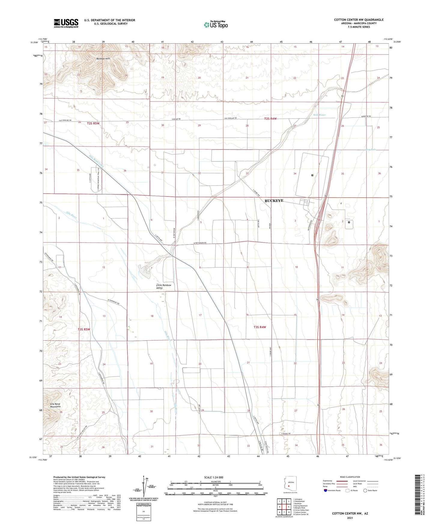 Cotton Center NW Arizona US Topo Map Image