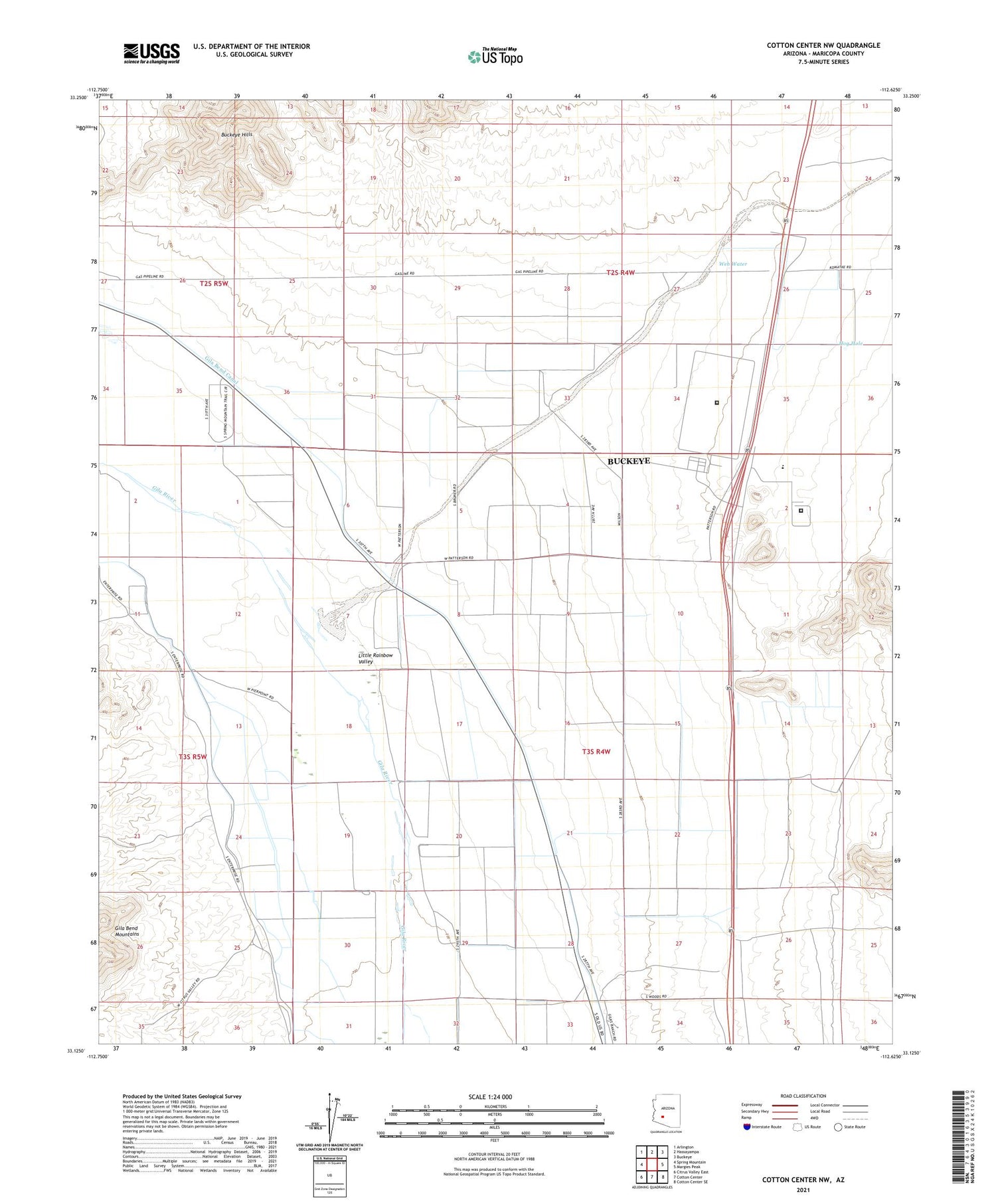 Cotton Center NW Arizona US Topo Map Image