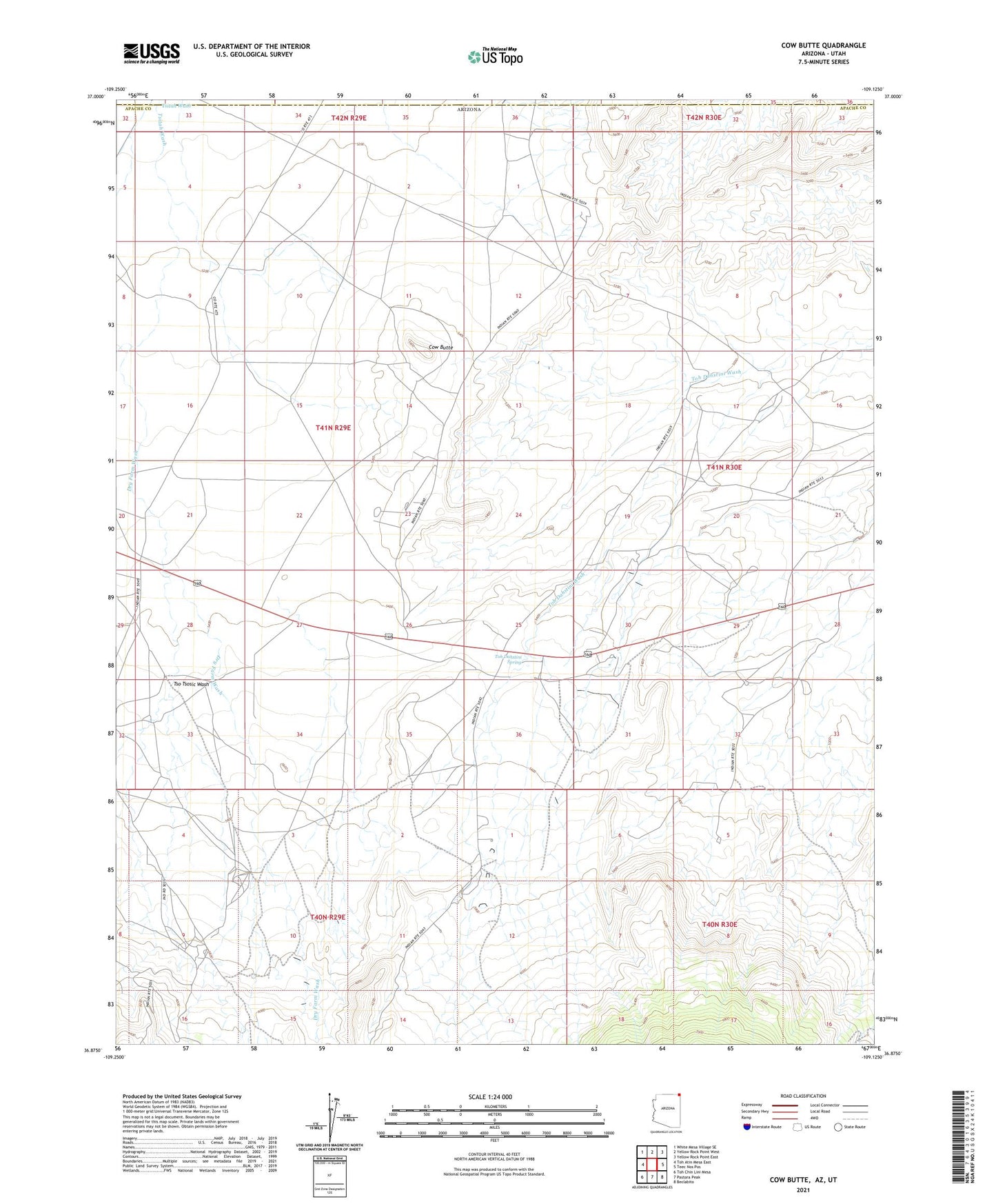 Cow Butte Arizona US Topo Map Image